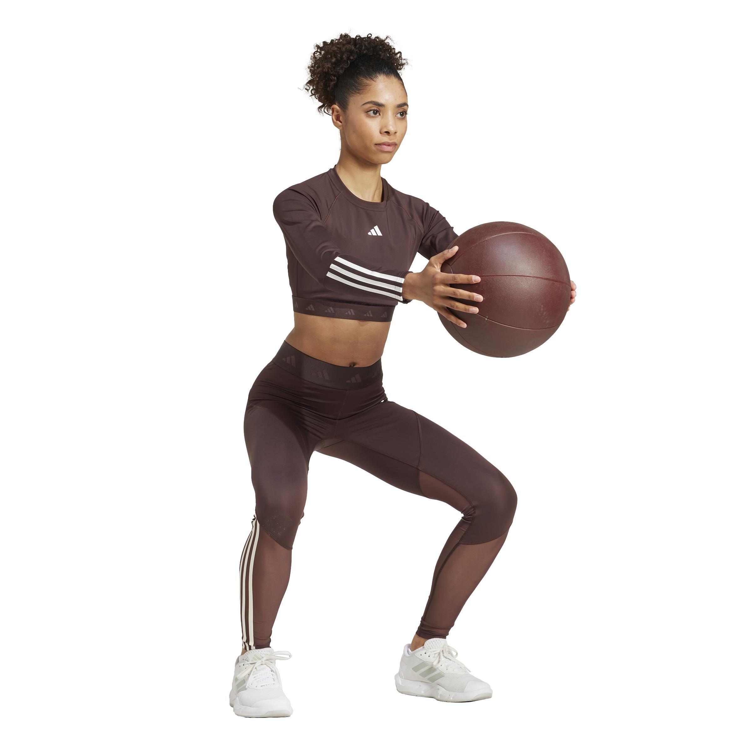 Hyperglam Training Cropped Long Sleeve Long-Sleeve Top, Brown, , large image number 7