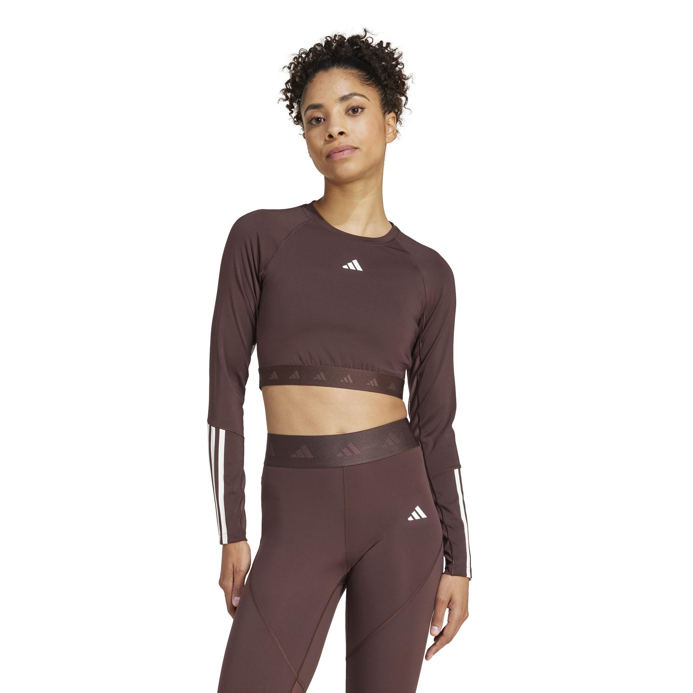 Hyperglam Training Cropped Long Sleeve Long-Sleeve Top, Brown, , large image number 8