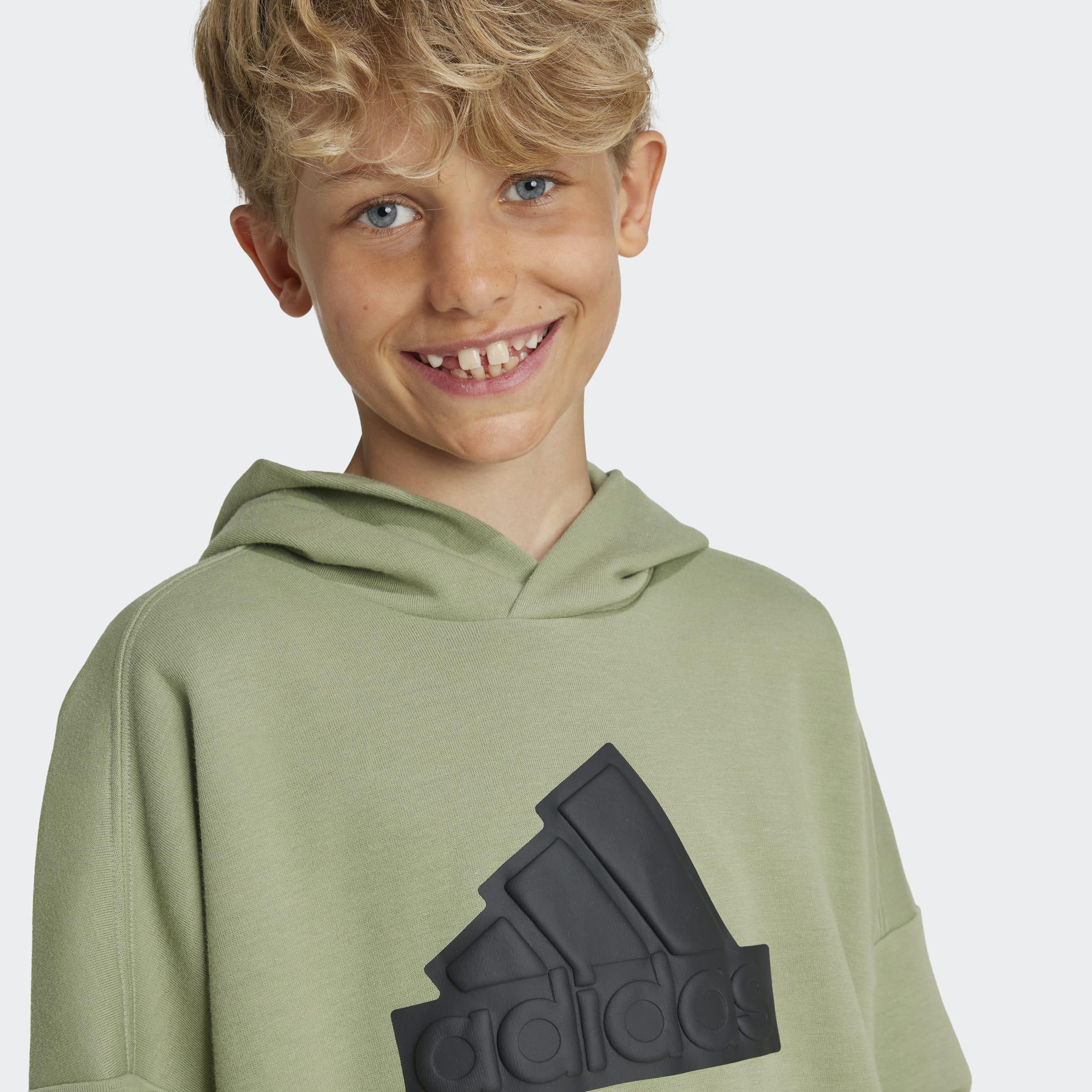 Kids Unisex Future Icons Logo Hooded Sweatshirt, Green, A901_ONE, large image number 3