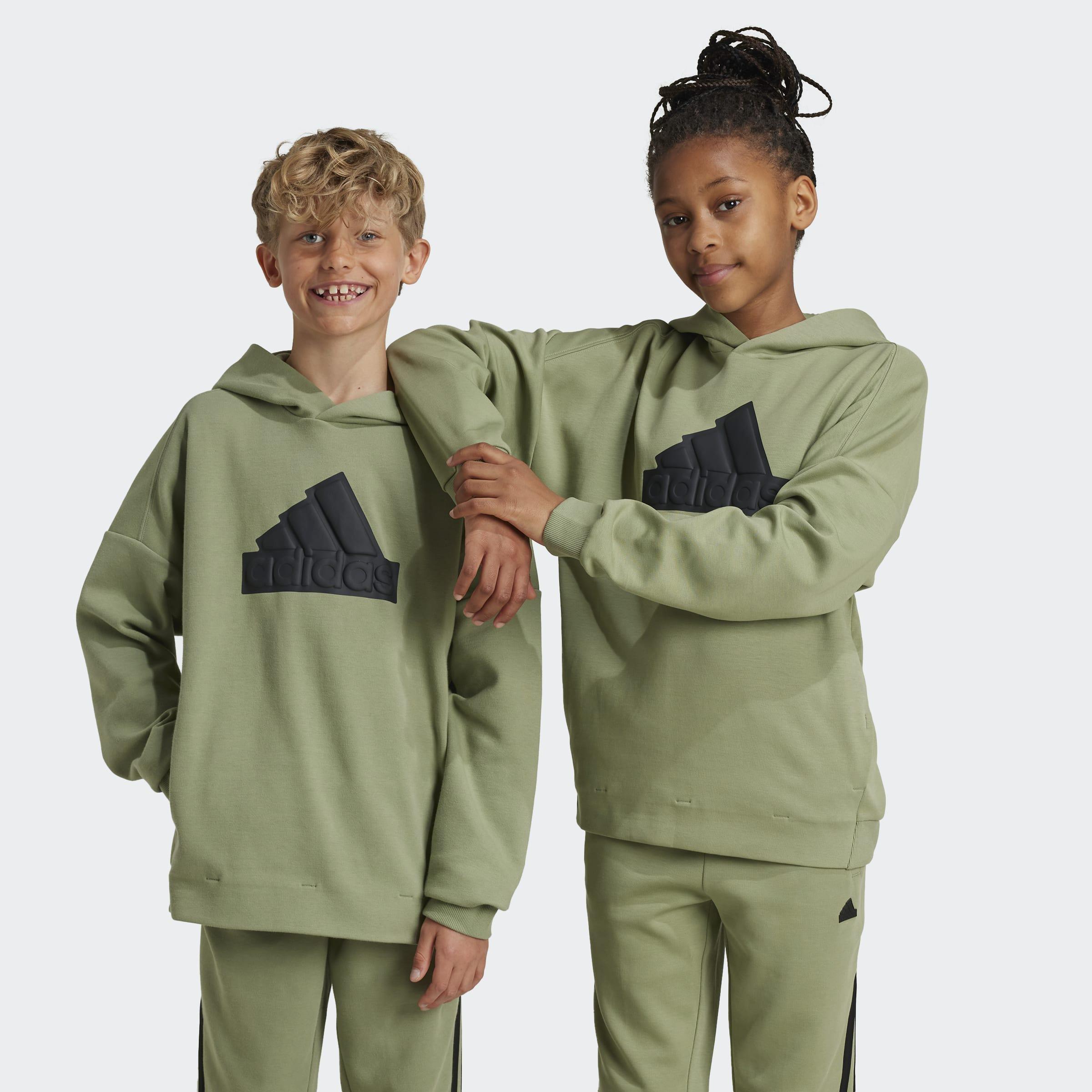 Kids Unisex Future Icons Logo Hooded Sweatshirt, Green, A901_ONE, large image number 7