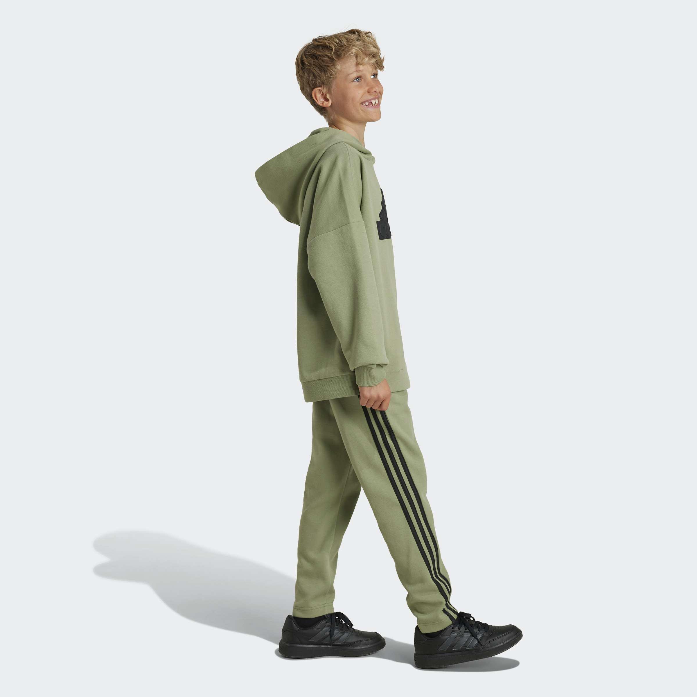 Kids Unisex Future Icons 3-Stripes Ankle-Length Tracksuit Bottoms, Green, A901_ONE, large image number 1