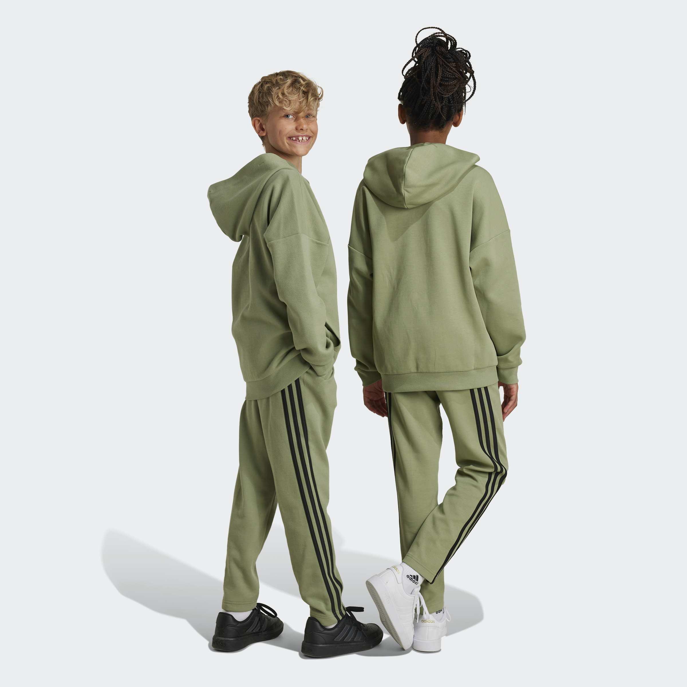 Kids Unisex Future Icons 3-Stripes Ankle-Length Tracksuit Bottoms, Green, A901_ONE, medium