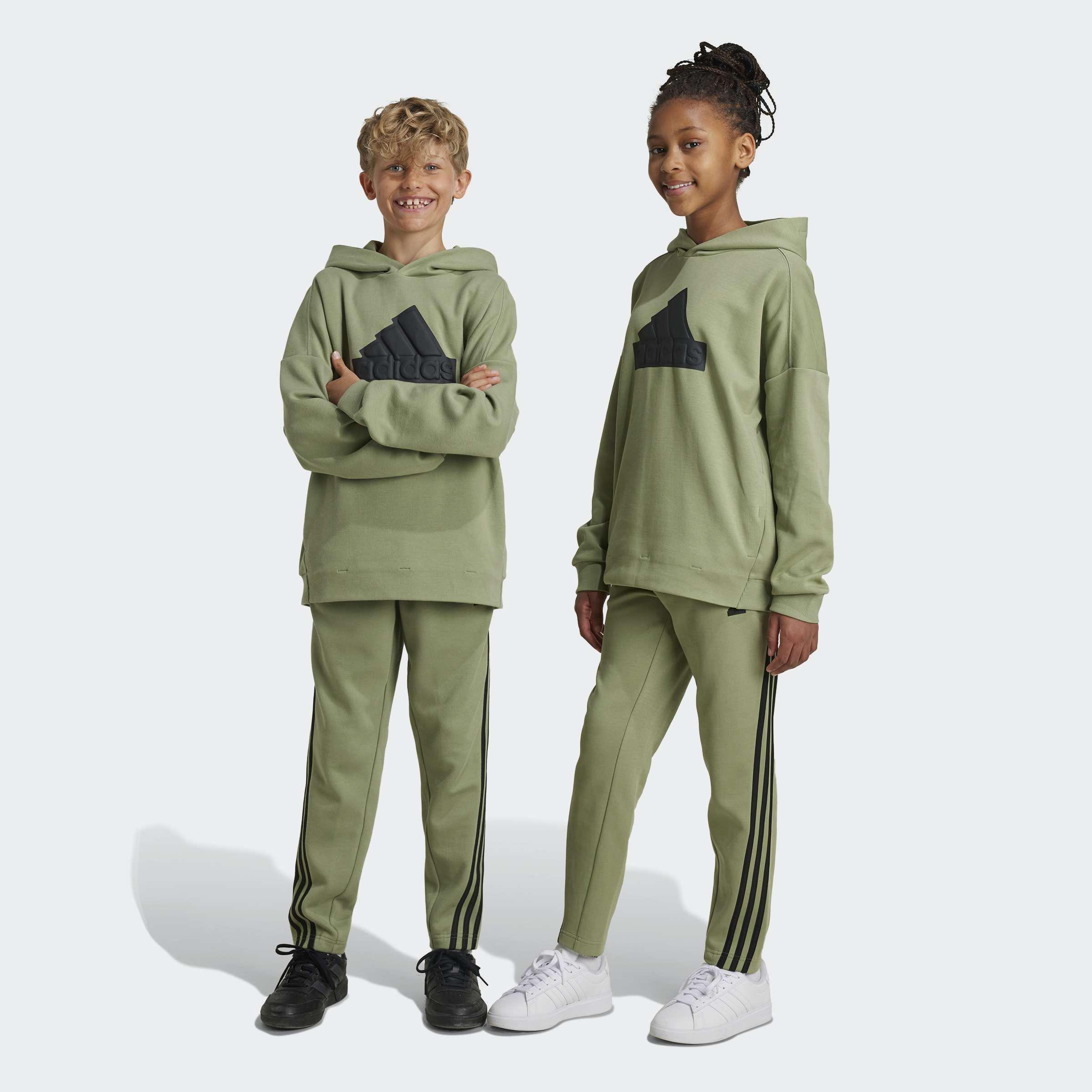Kids Unisex Future Icons 3-Stripes Ankle-Length Tracksuit Bottoms, Green, A901_ONE, large image number 5