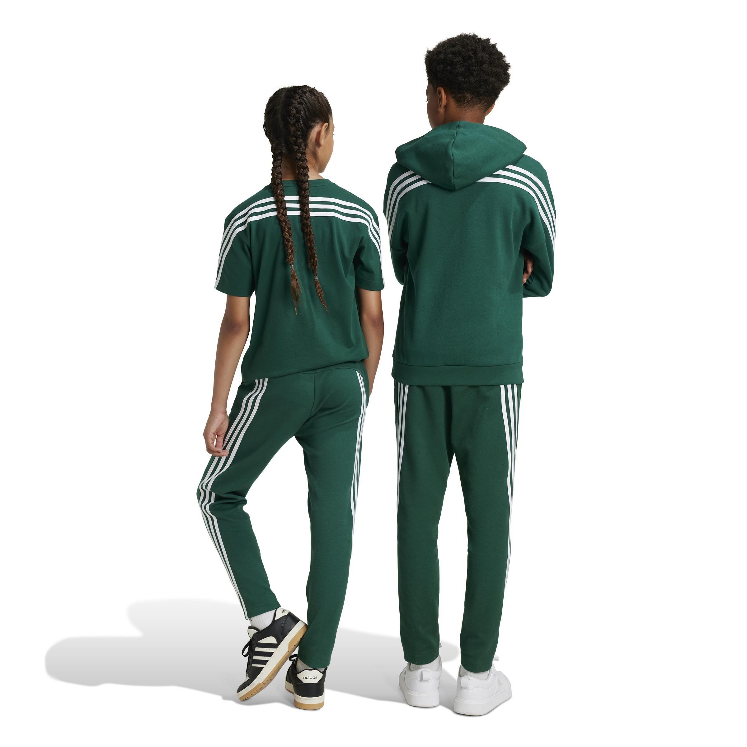 Unisex Kids Future Icons 3-Stripes Ankle-Length Tracksuit Bottoms, Green, A901_ONE, large image number 2