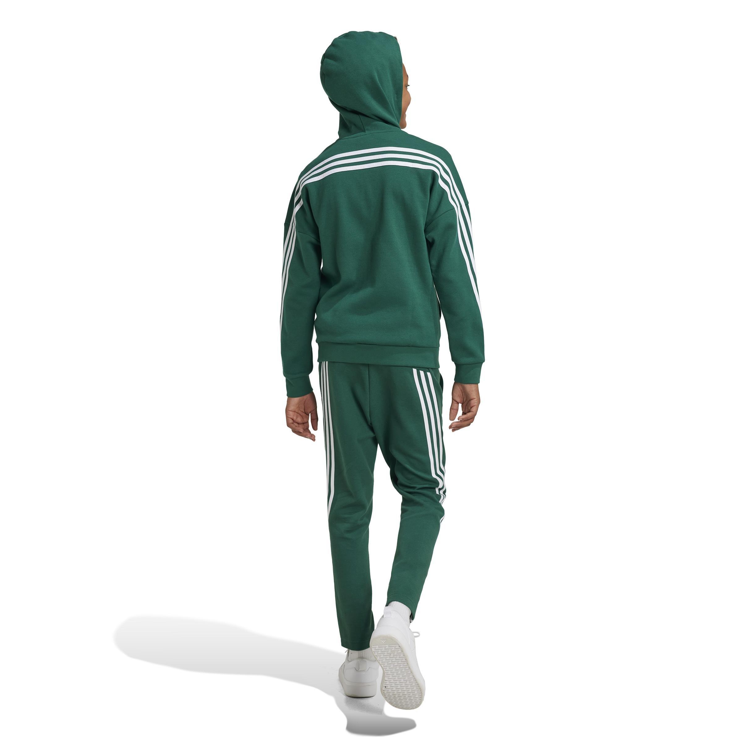 Unisex Kids Future Icons 3-Stripes Ankle-Length Tracksuit Bottoms, Green, A901_ONE, large image number 3