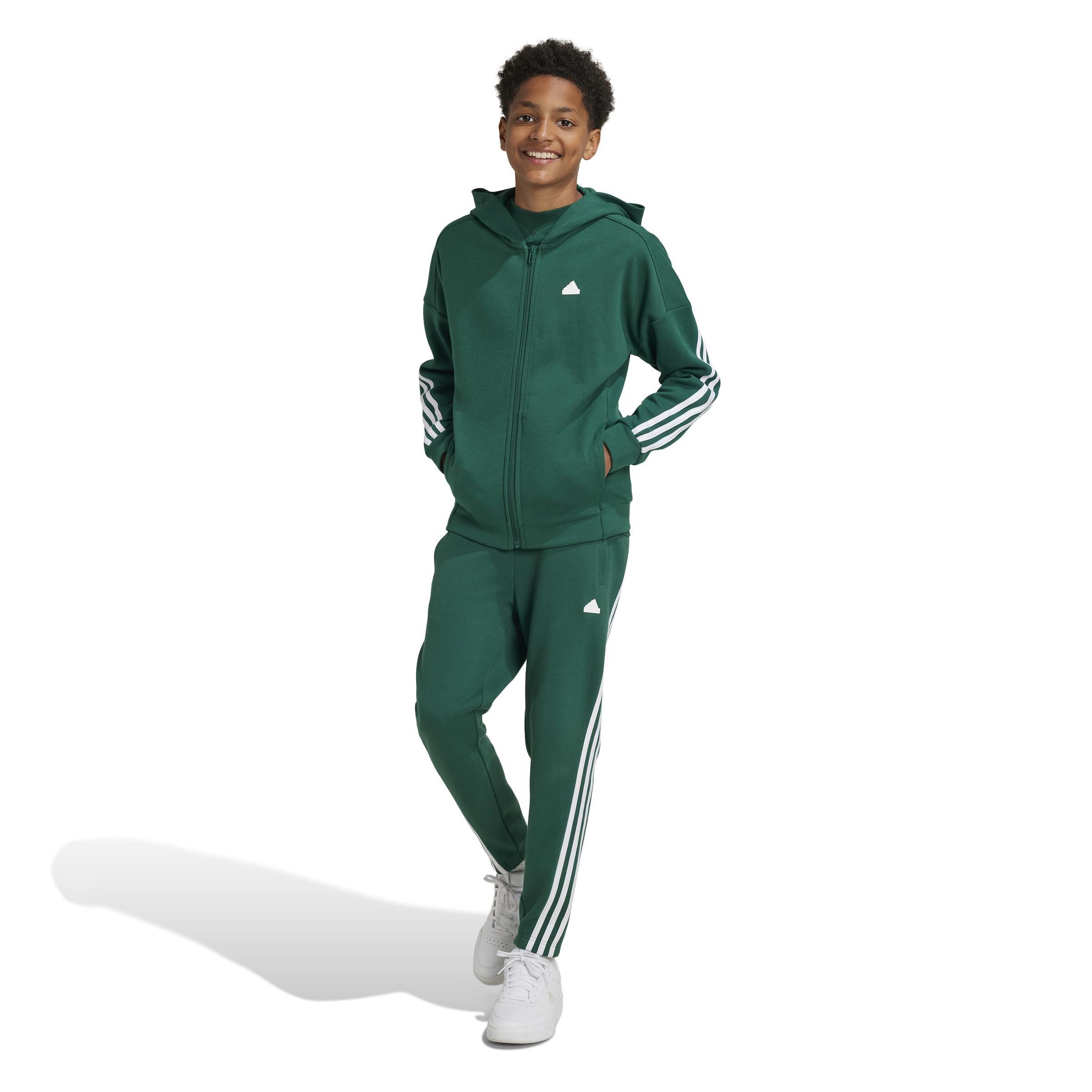 Unisex Kids Future Icons 3-Stripes Ankle-Length Tracksuit Bottoms, Green, A901_ONE, large image number 7