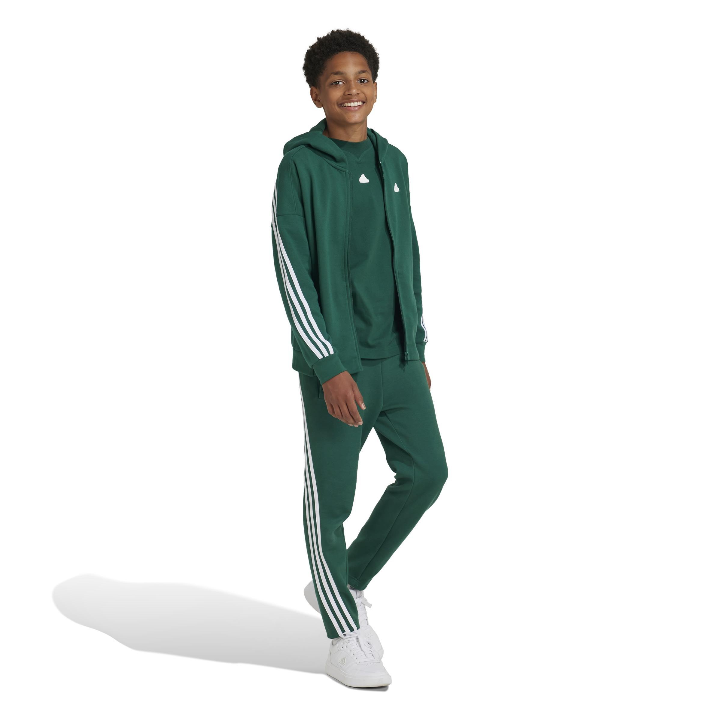 Unisex Kids Future Icons 3-Stripes Ankle-Length Tracksuit Bottoms, Green, A901_ONE, large image number 9