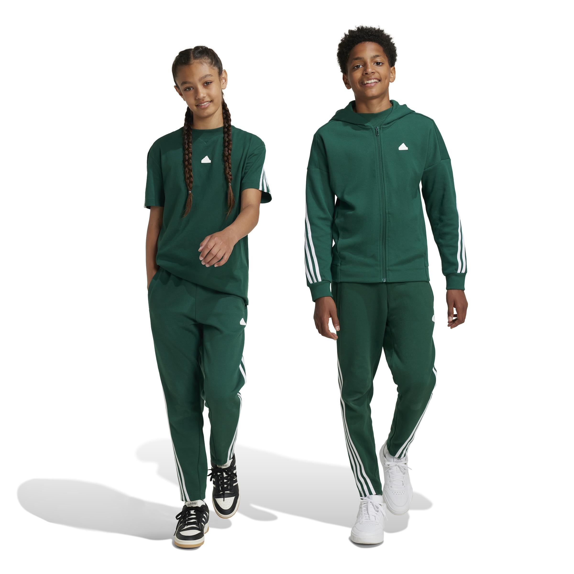 Unisex Kids Future Icons 3-Stripes Ankle-Length Tracksuit Bottoms, Green, A901_ONE, large image number 10