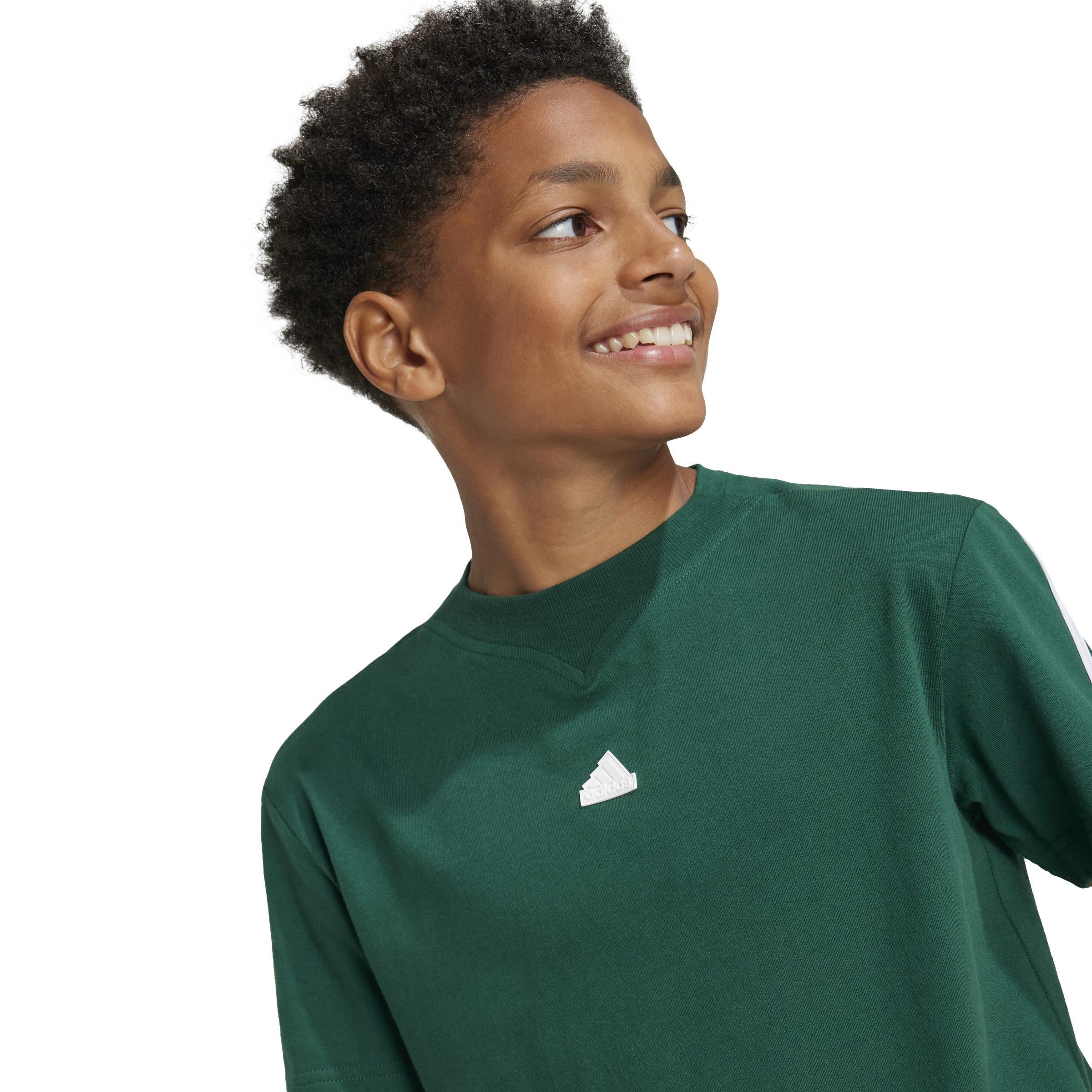 Unisex Kids Future Icons 3-Stripes T-Shirt, Green, A901_ONE, large image number 5