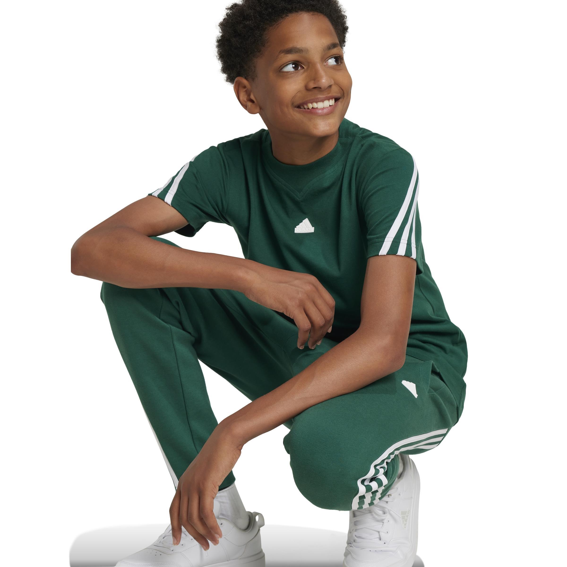 Unisex Kids Future Icons 3-Stripes T-Shirt, Green, A901_ONE, large image number 7