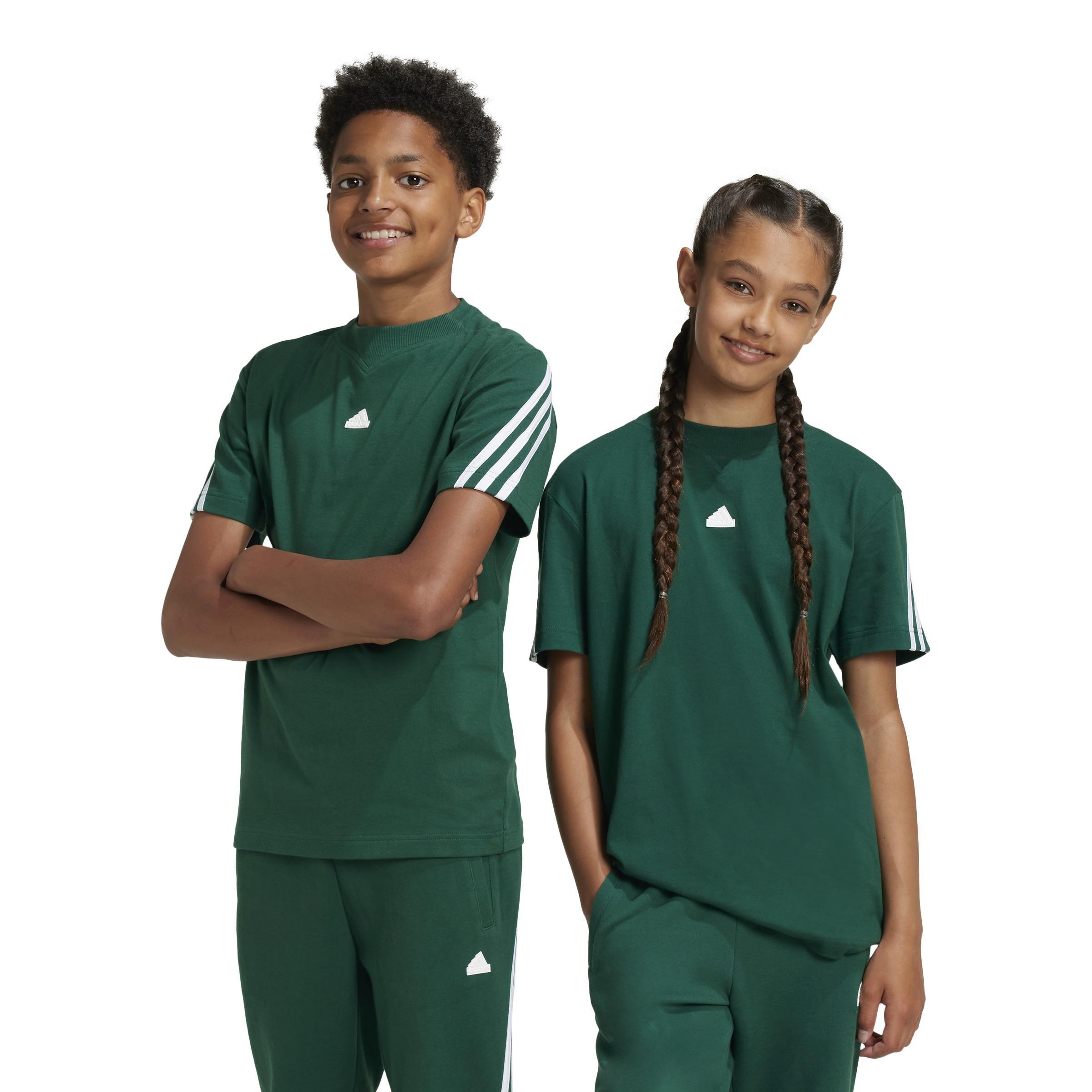 Unisex Kids Future Icons 3-Stripes T-Shirt, Green, A901_ONE, large image number 12