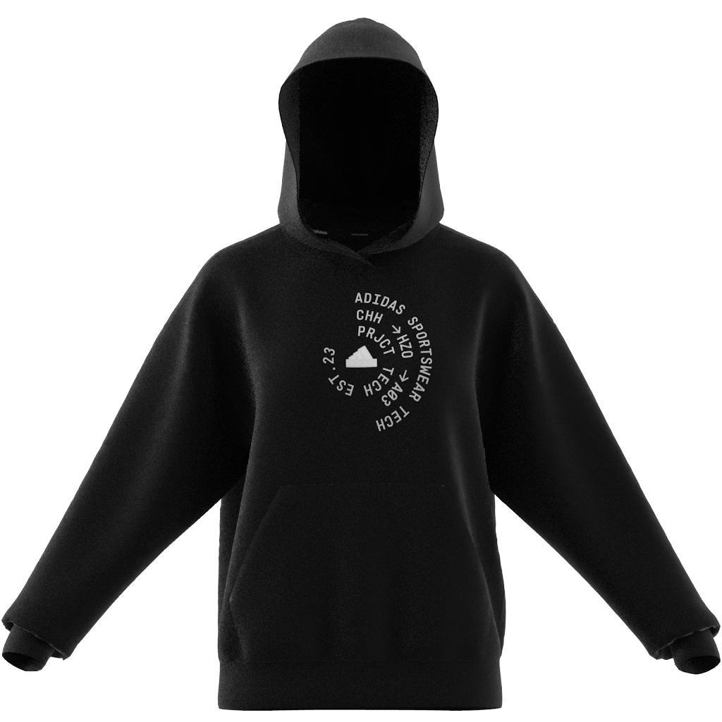 Tech Graphic Fleece Loose Hoodie, Black, , large image number 8