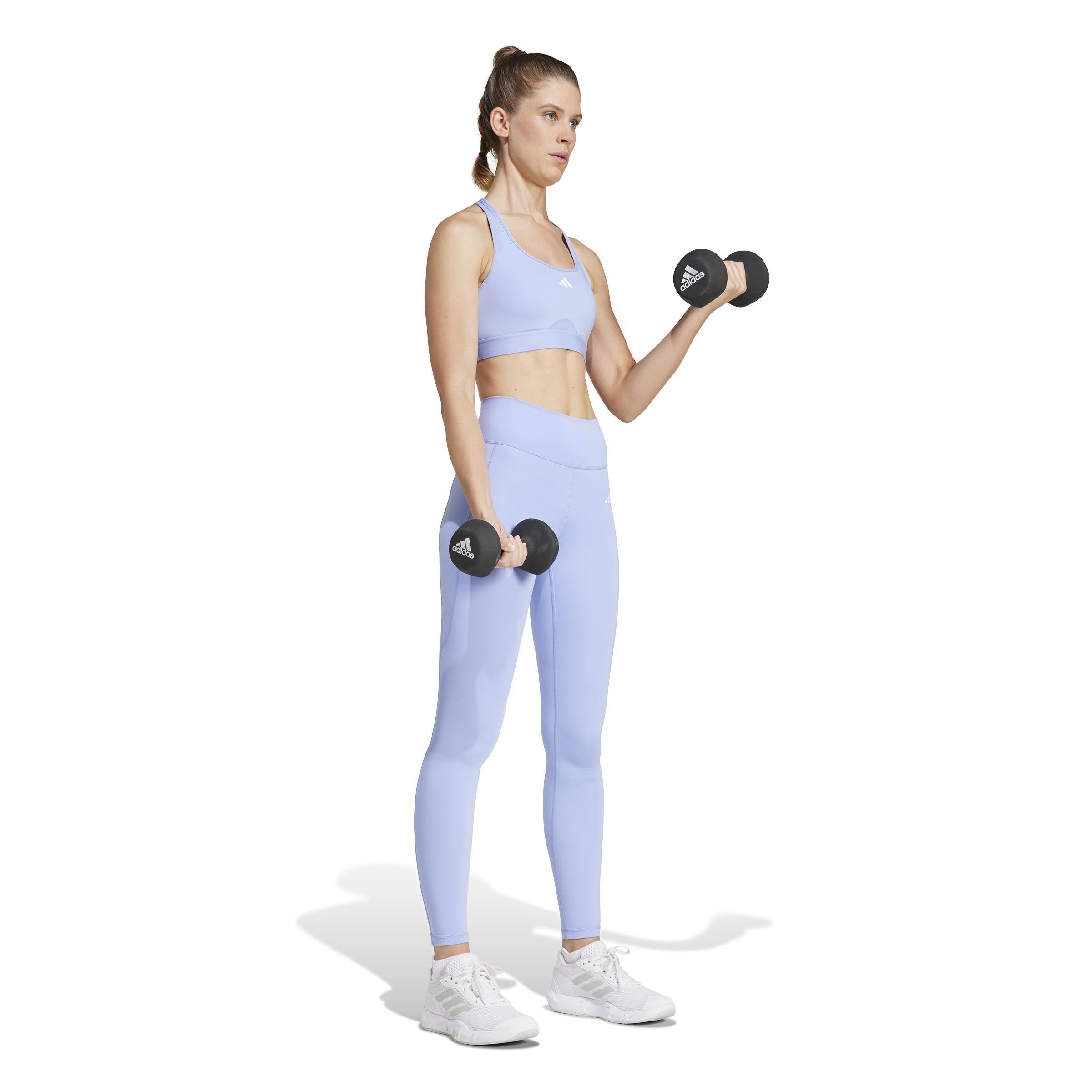 Adidas Optime Essentials Stash Pocket Full Length Leggings, Blue, A901_ONE, large image number 7