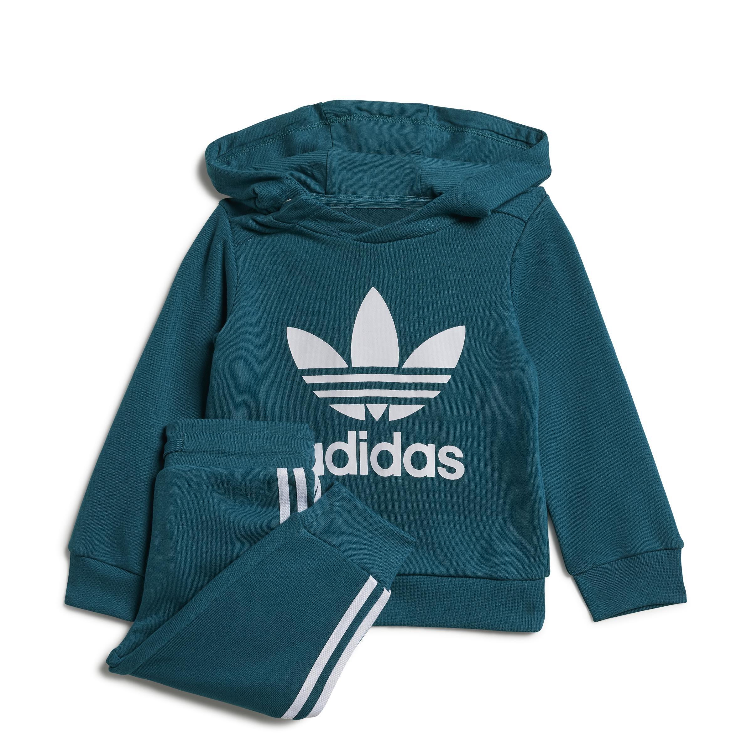 Unisex Kids Adicolor Hoodie Set, Turquoise, , large image number 0