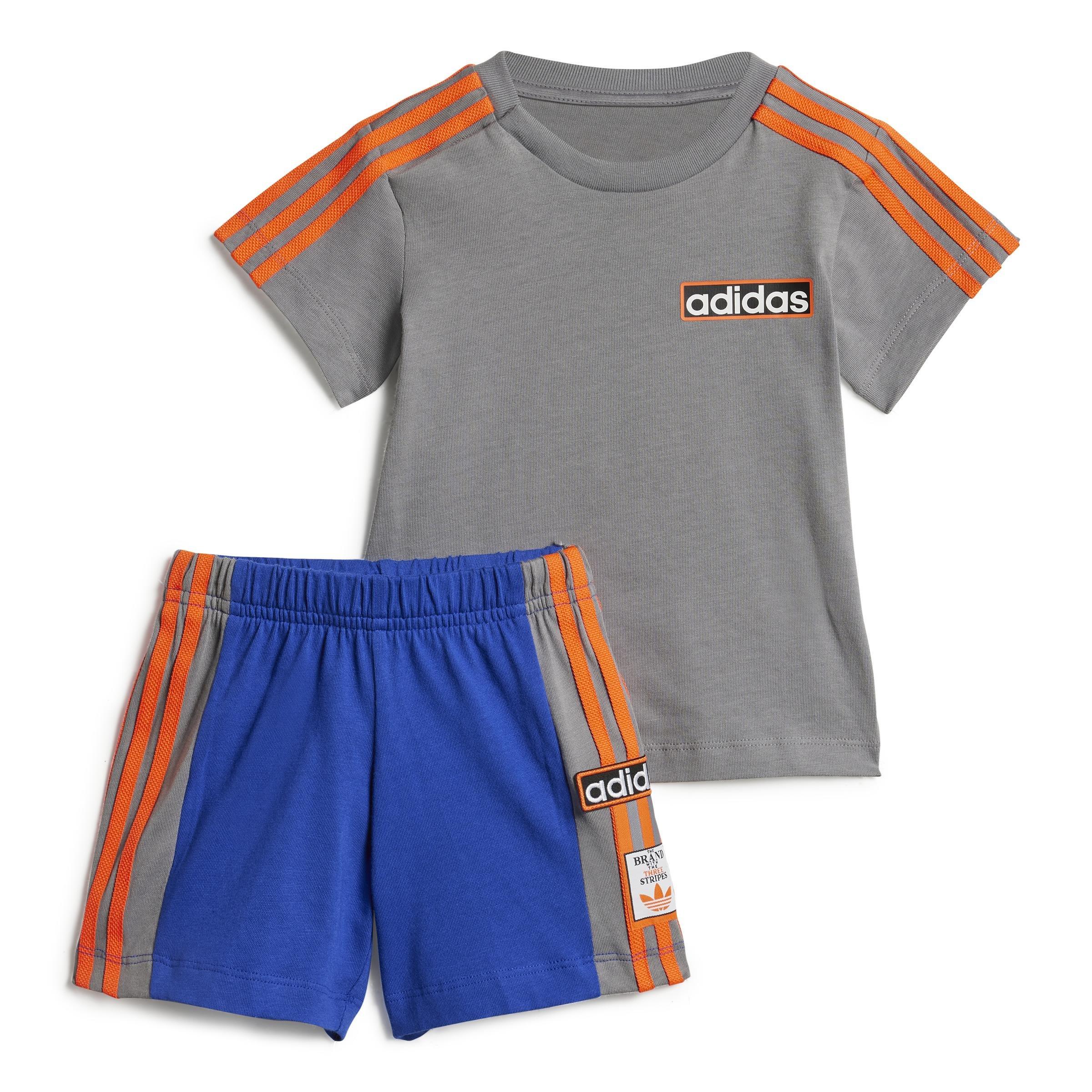 Unisex Kids Adibreak Shorts Tee Set, Grey, A901_ONE, large image number 0