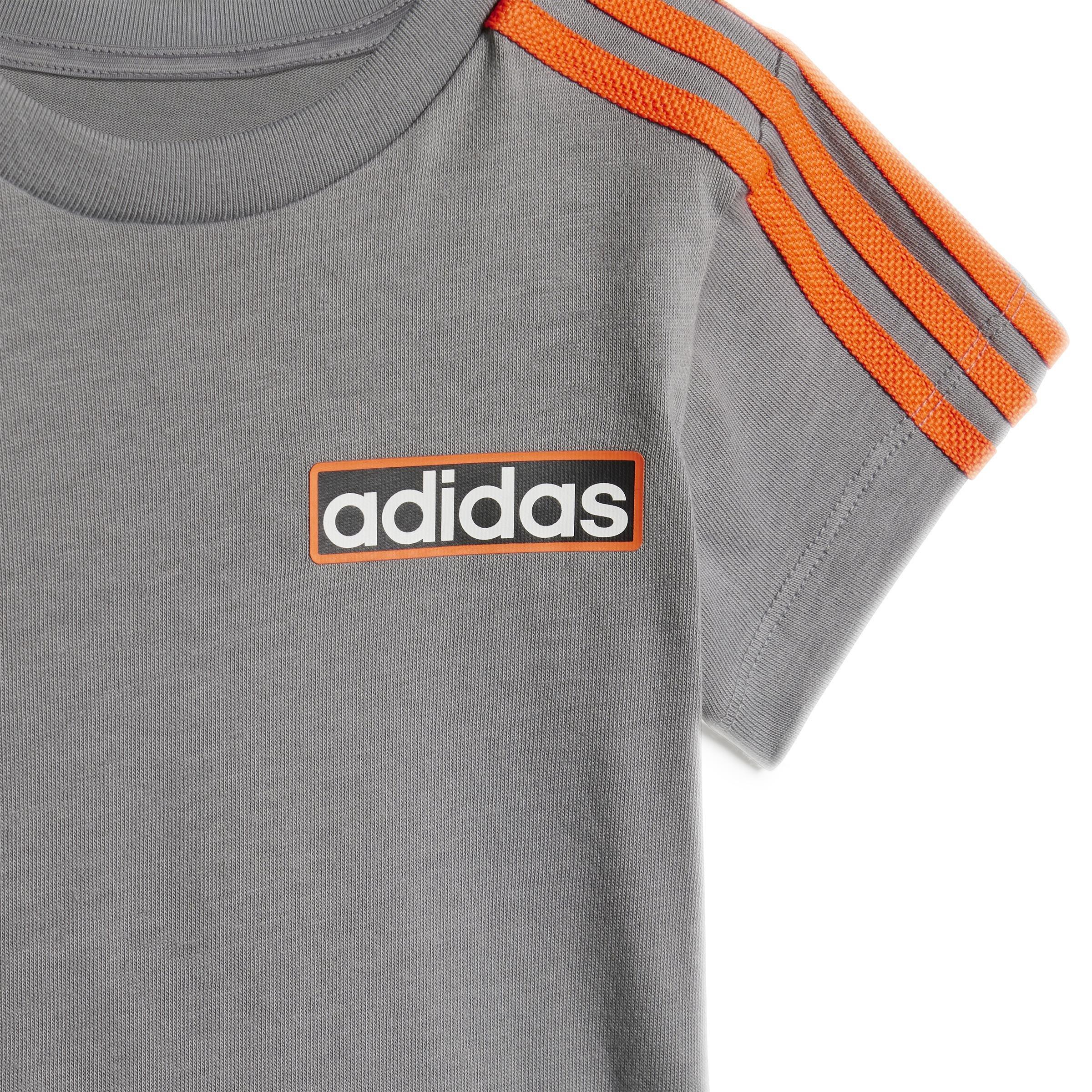 Unisex Kids Adibreak Shorts Tee Set, Grey, , large image number 4