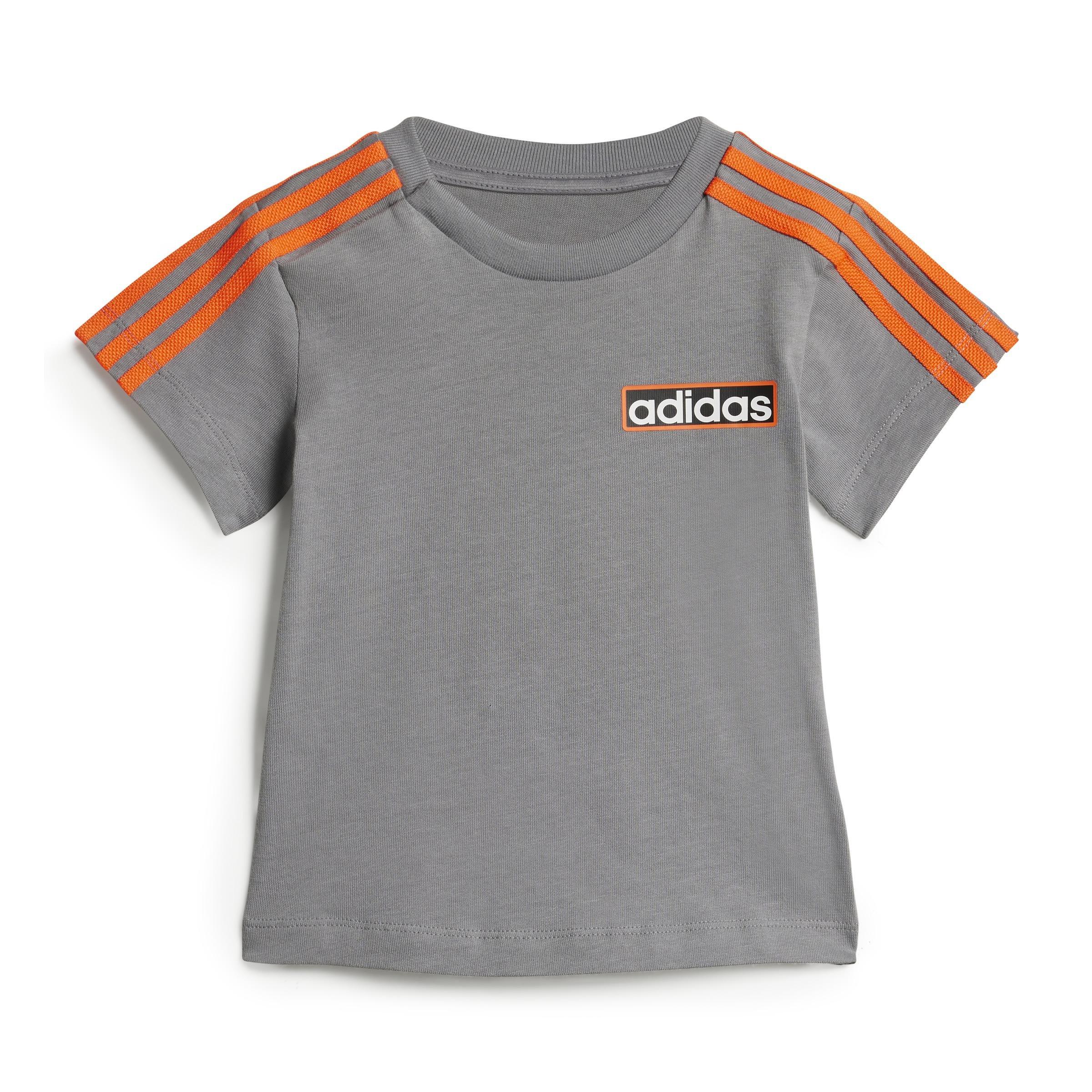 Unisex Kids Adibreak Shorts Tee Set, Grey, , large image number 14