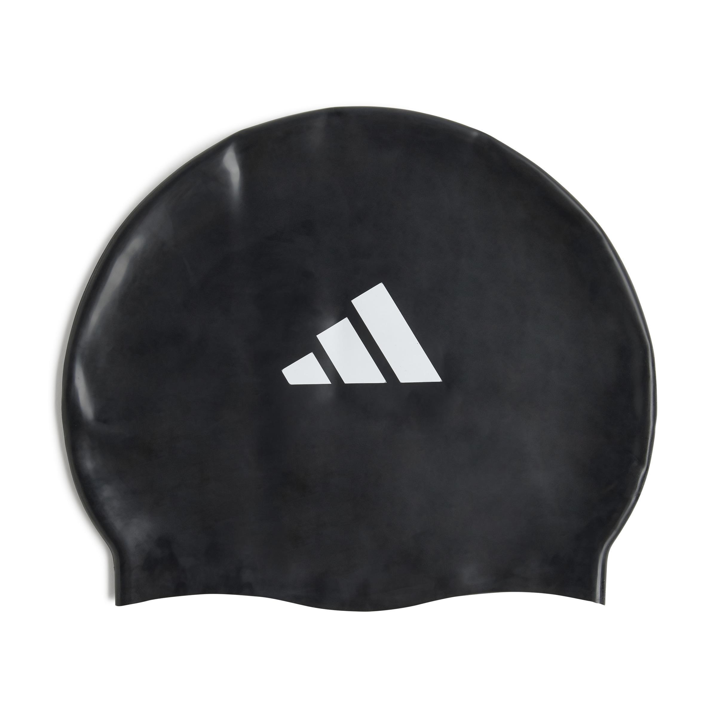 Kids Unisex Adidas 3-Stripes Swim Cap, Black, A901_ONE, large image number 0