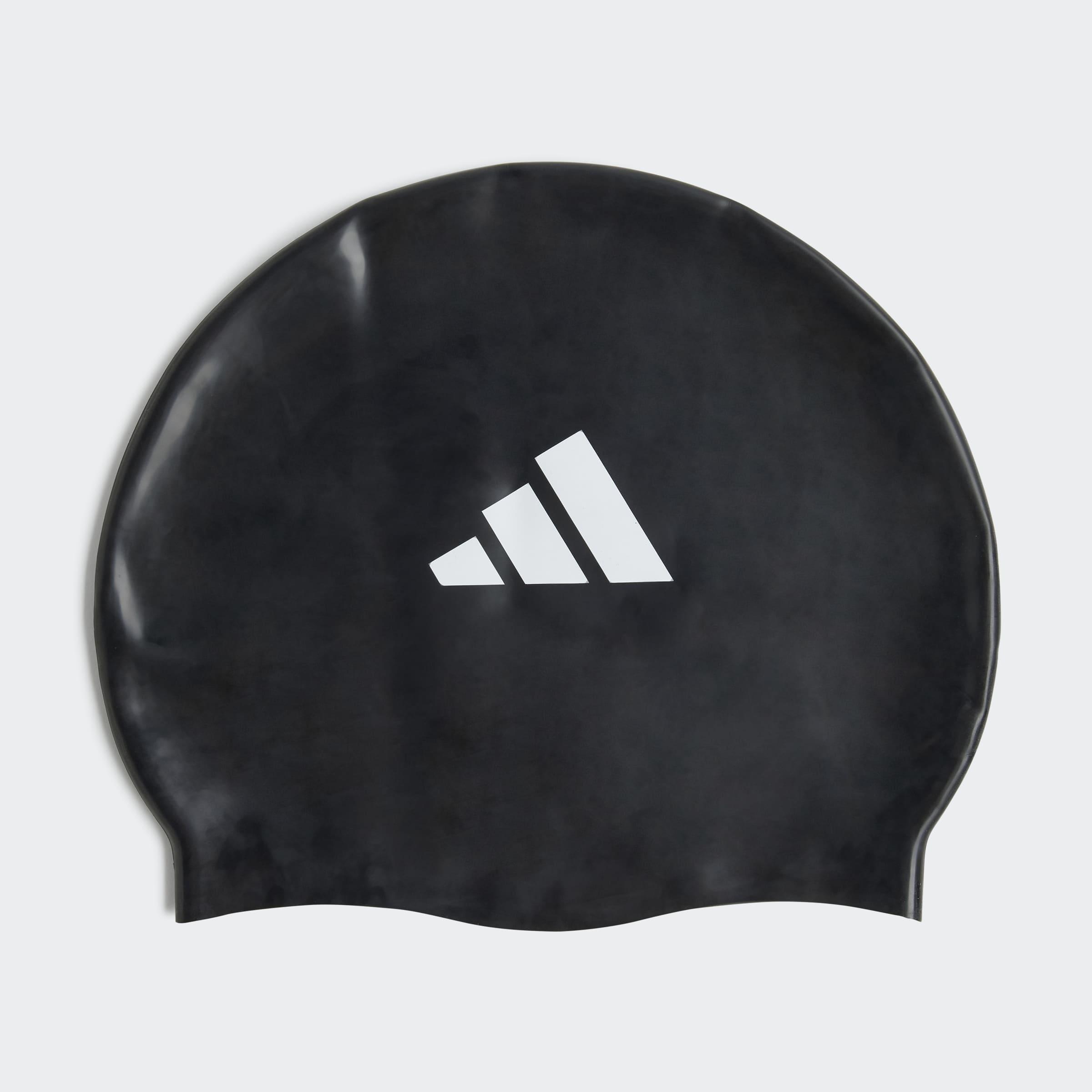 Kids Unisex Adidas 3-Stripes Swim Cap, Black
