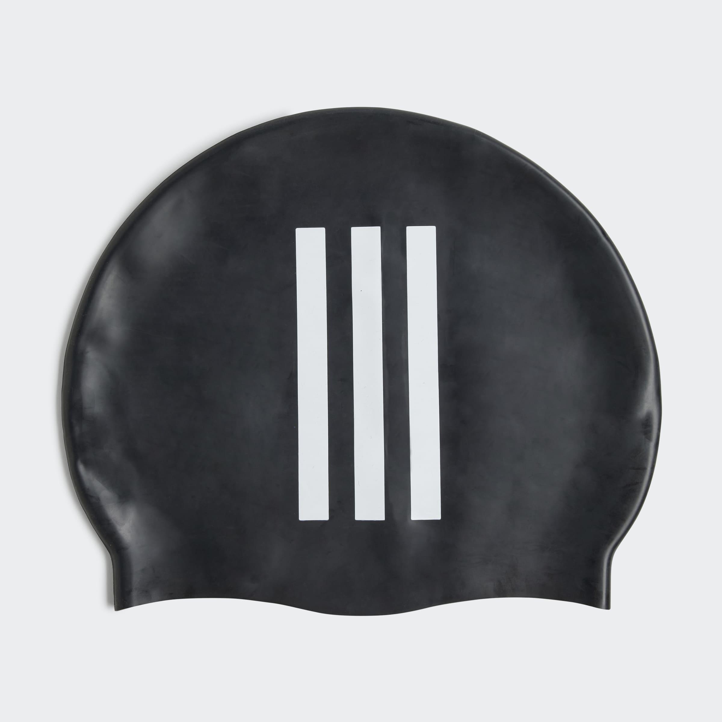 Kids Unisex Adidas 3-Stripes Swim Cap, Black, A901_ONE, large image number 3