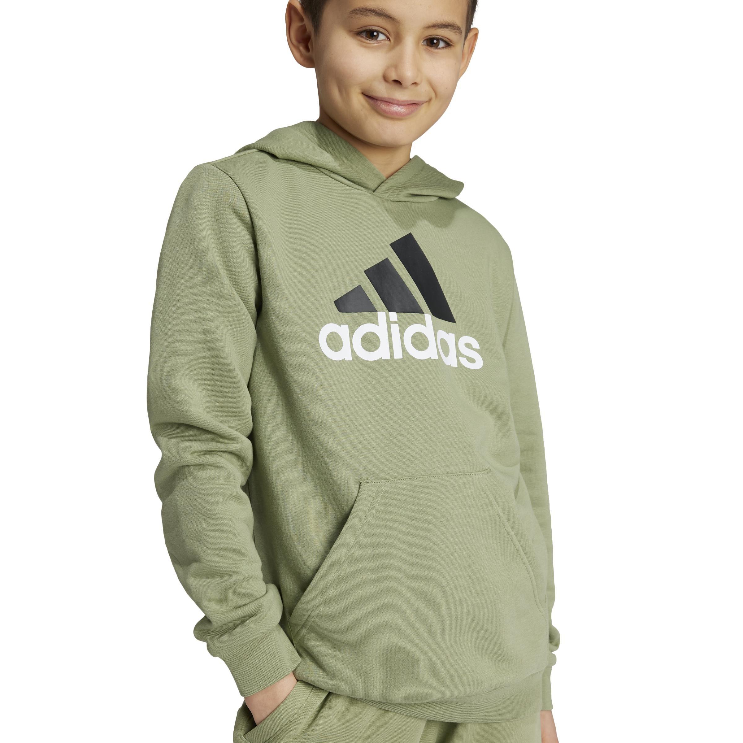 Unisex Kids Essentials Two-Colored Big Logo Cotton Hoodie, Green, A901_ONE, large image number 3