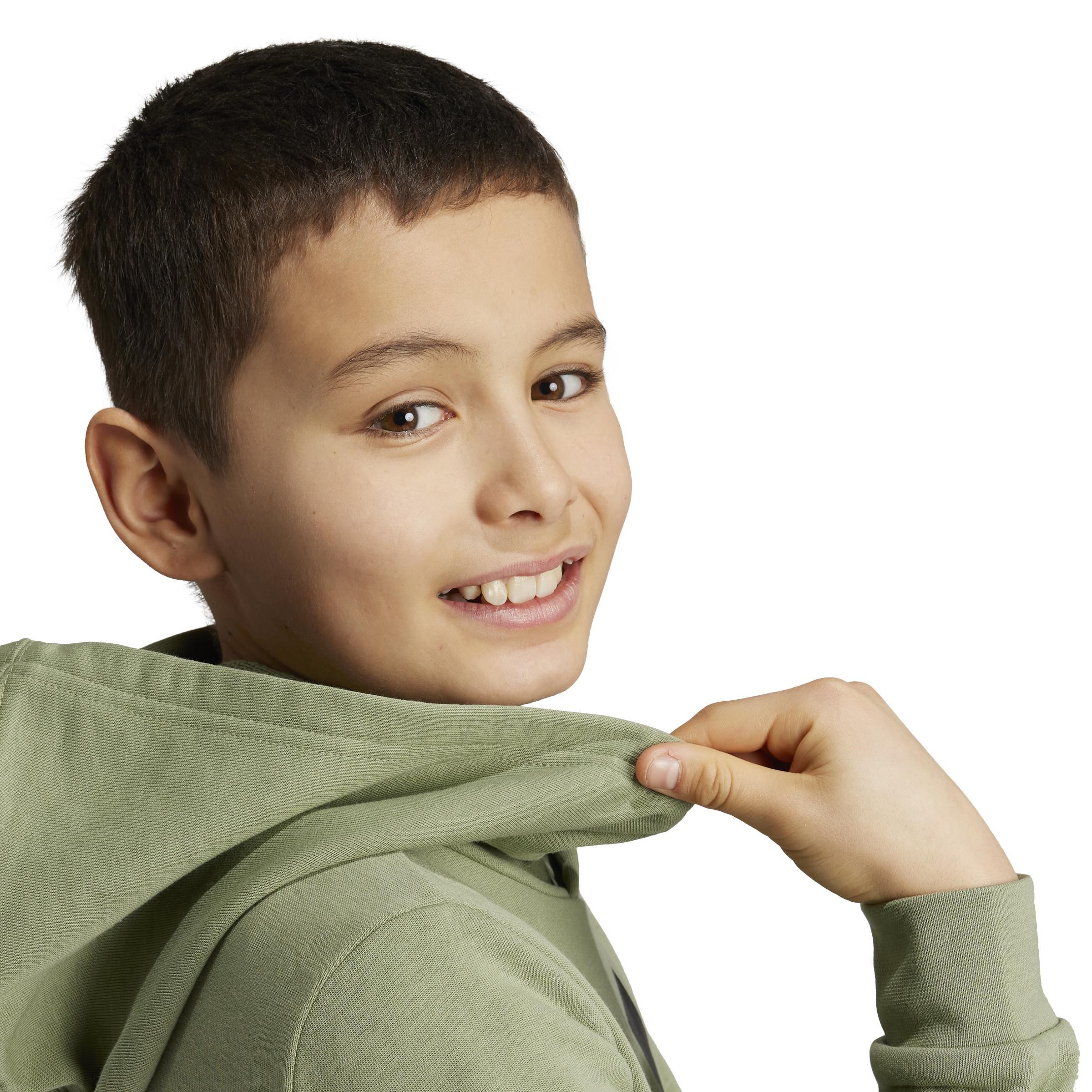 Unisex Kids Essentials Two-Colored Big Logo Cotton Hoodie, Green, A901_ONE, large image number 4