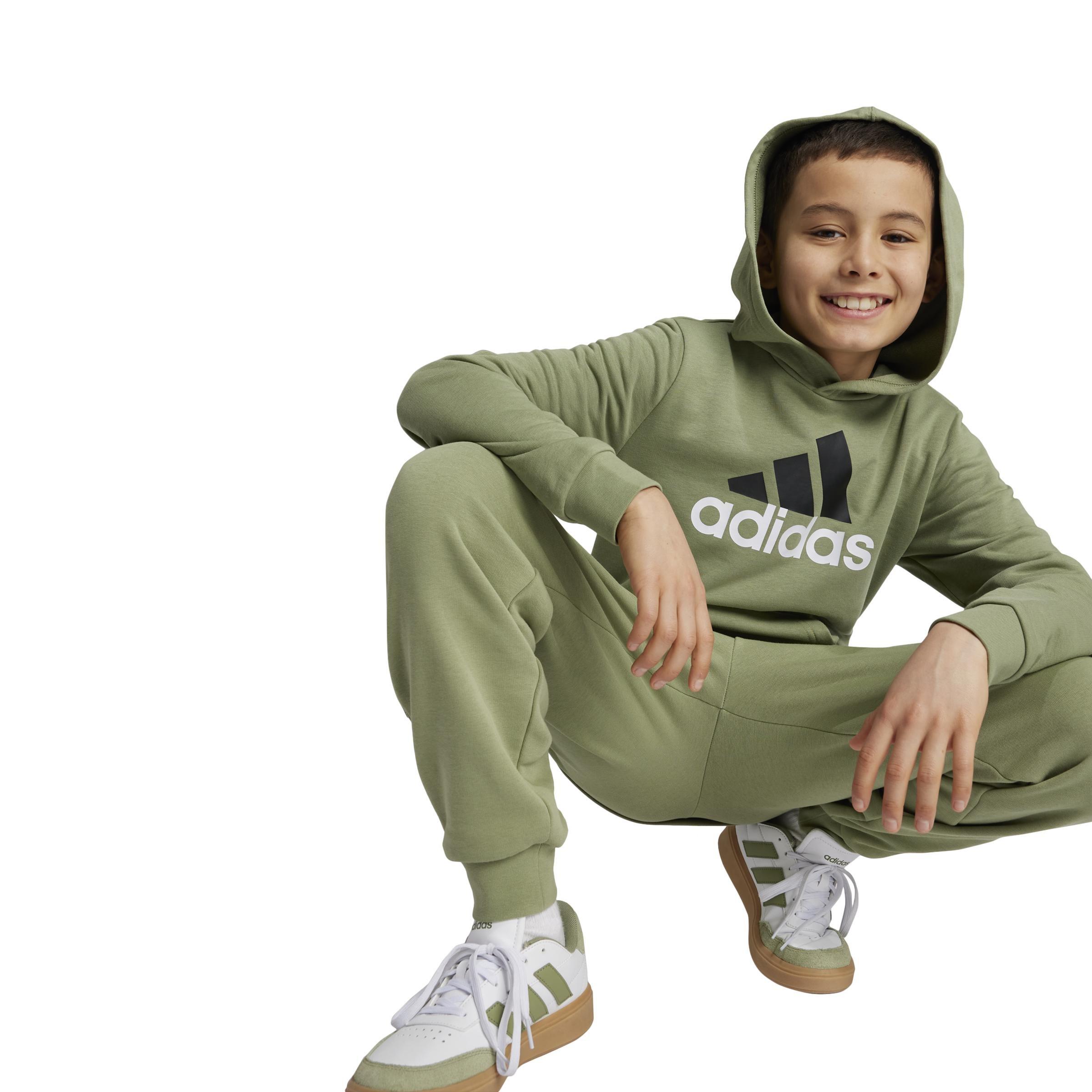 Unisex Kids Essentials Two-Colored Big Logo Cotton Hoodie, Green, A901_ONE, large image number 6