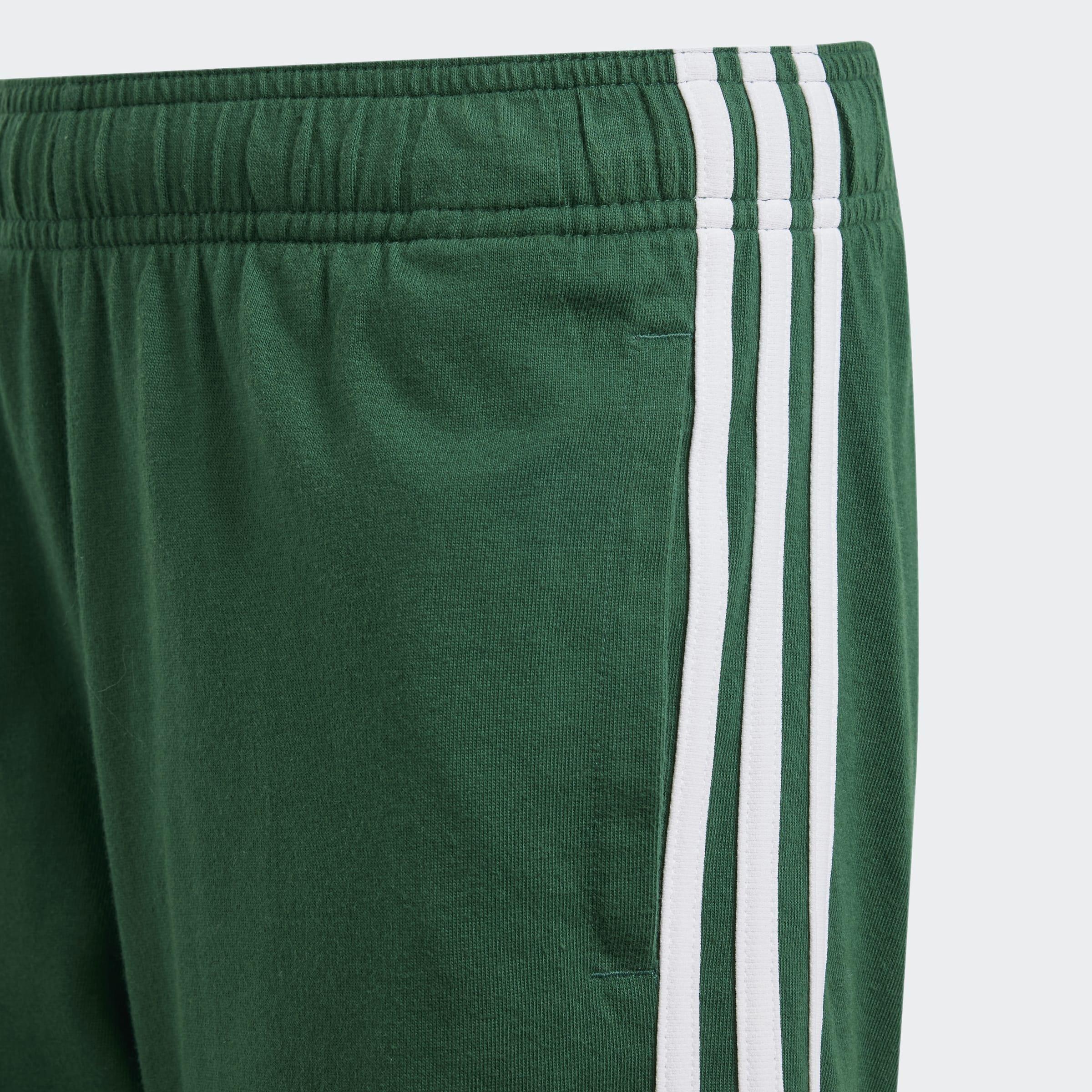 Kids Unisex Essentials 3-Stripes Knit Shorts, Green, A901_ONE, large image number 4