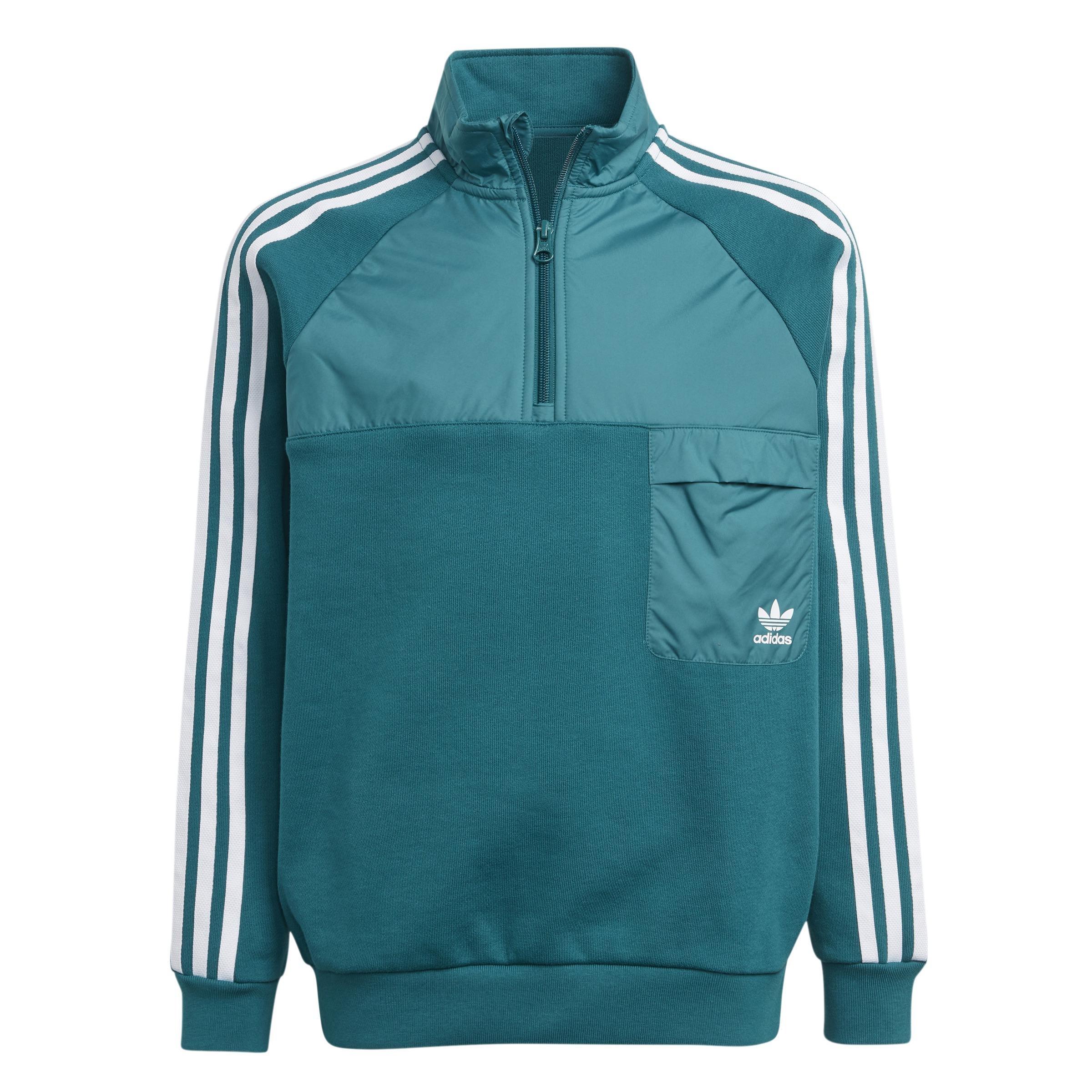 Unisex Kids Trefoil Crew Sweatshirt, Turquoise, , large image number 0