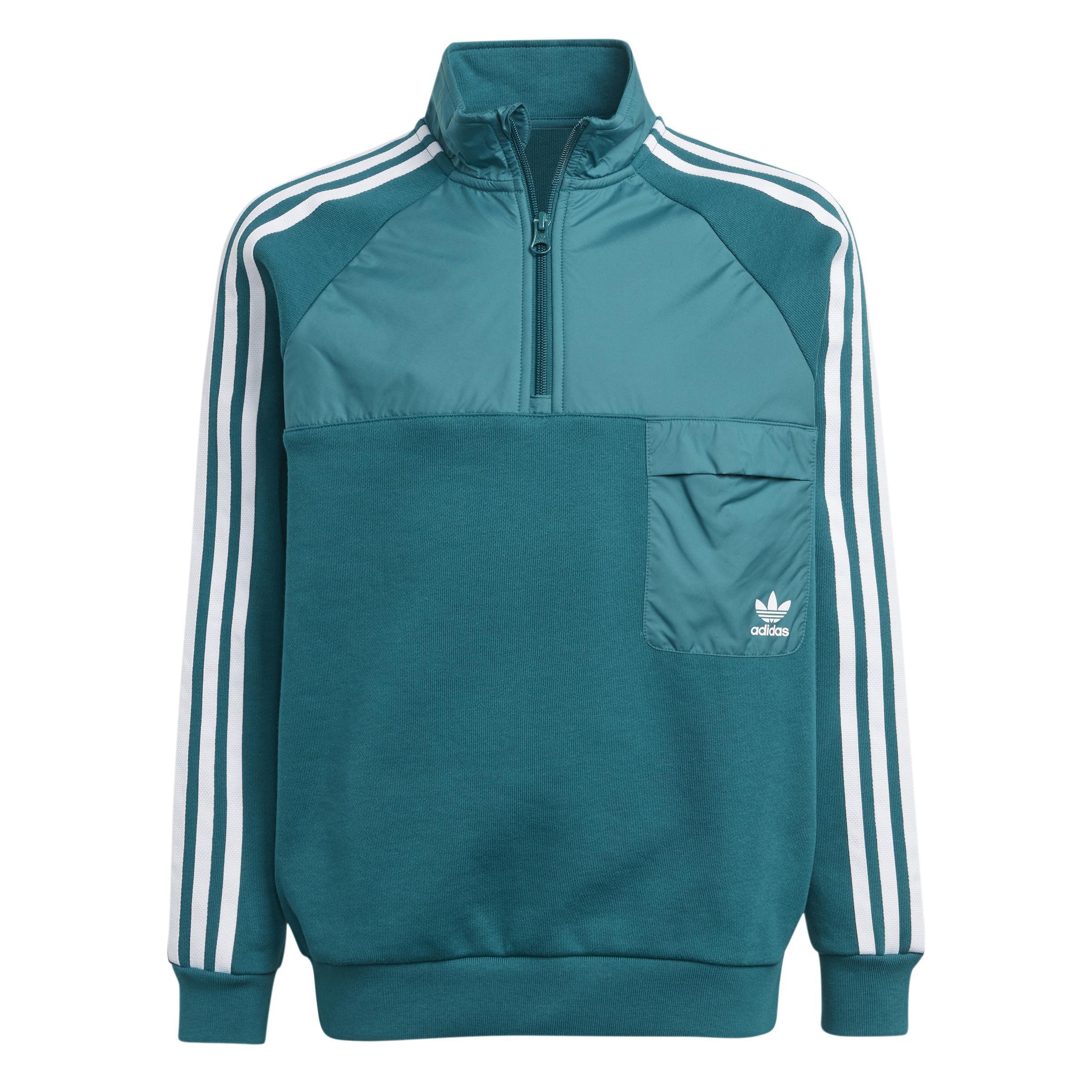 Unisex Kids Trefoil Crew Sweatshirt, Turquoise, , large image number 1