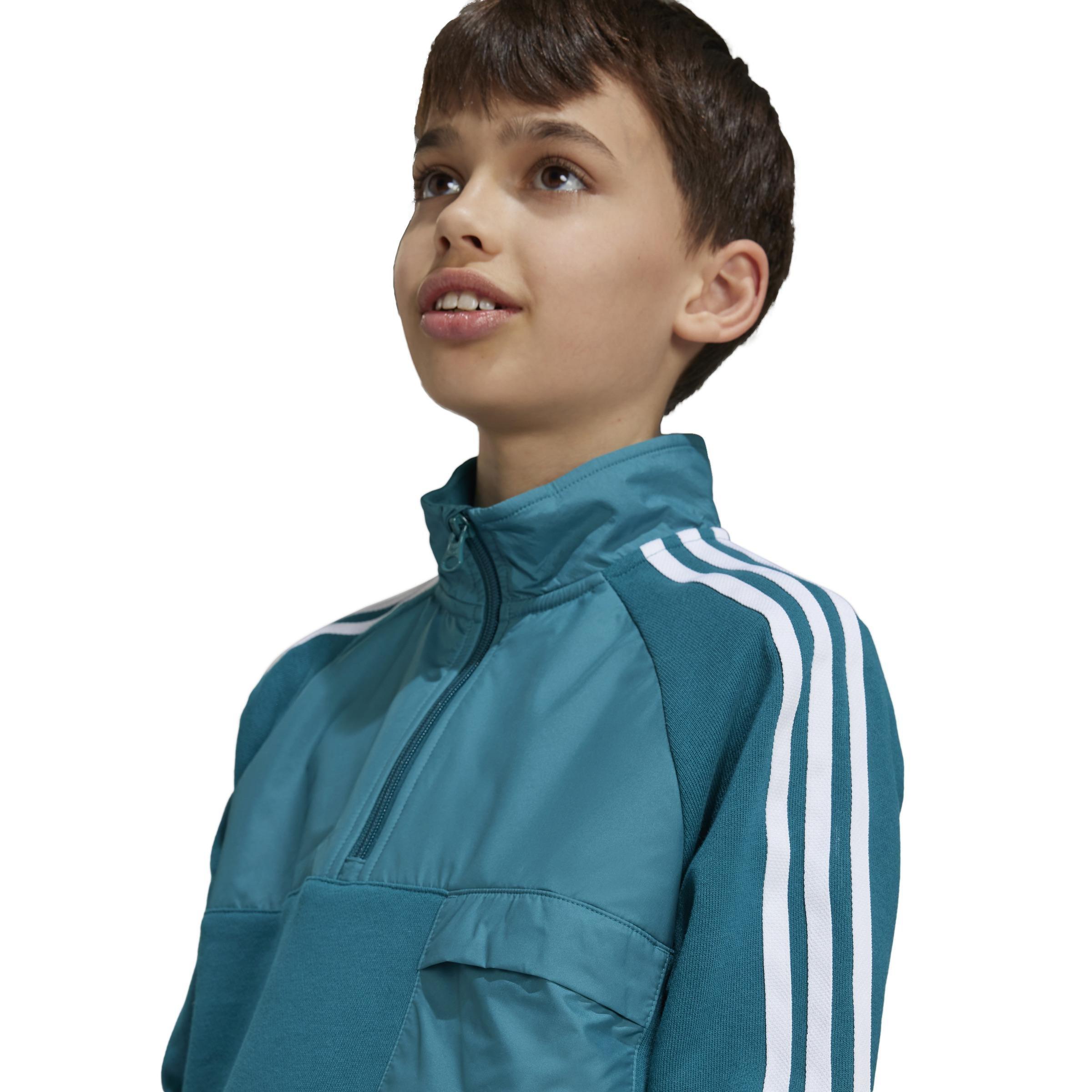 Unisex Kids Trefoil Crew Sweatshirt, Turquoise, , large image number 4