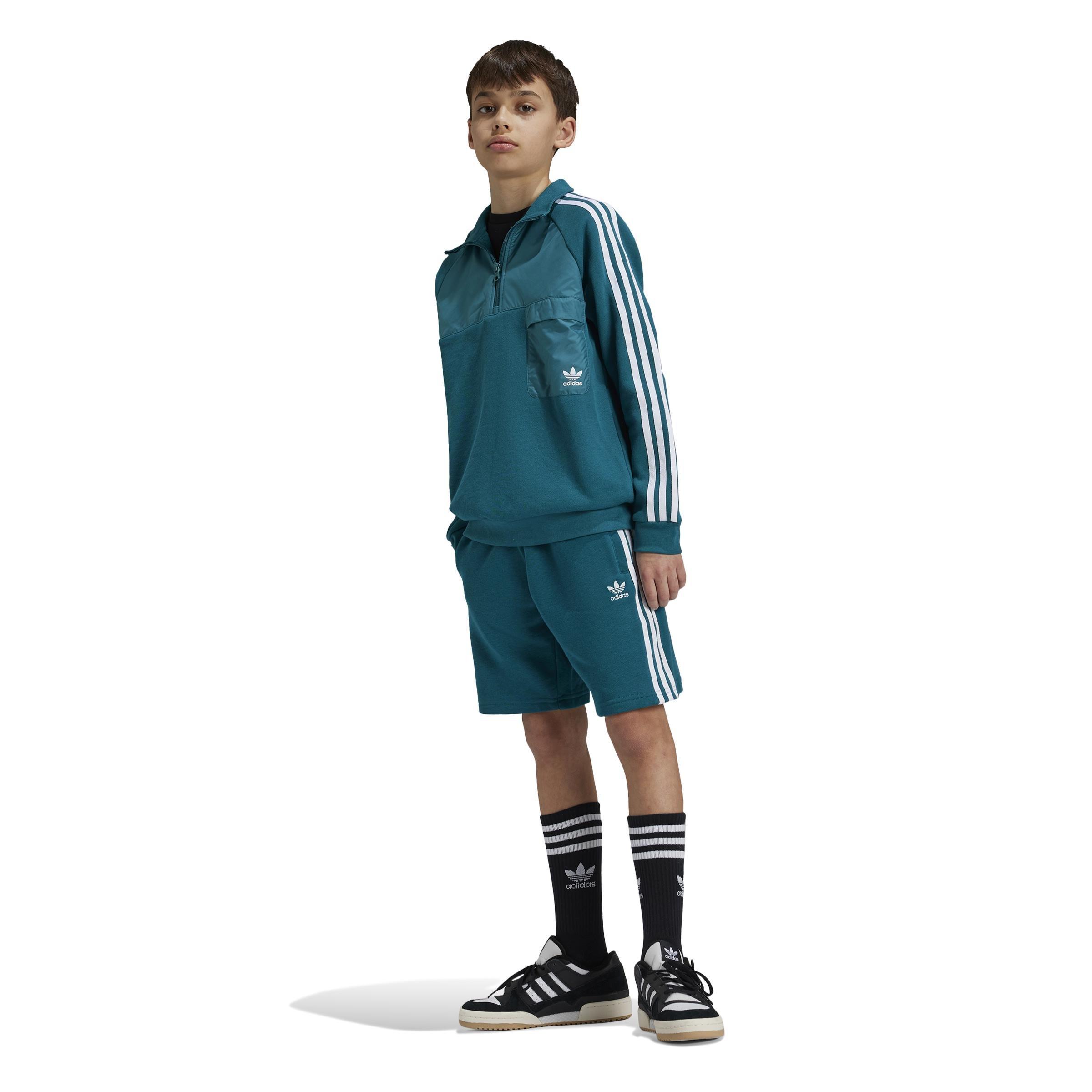 Unisex Kids Trefoil Crew Sweatshirt, Turquoise, , large image number 6