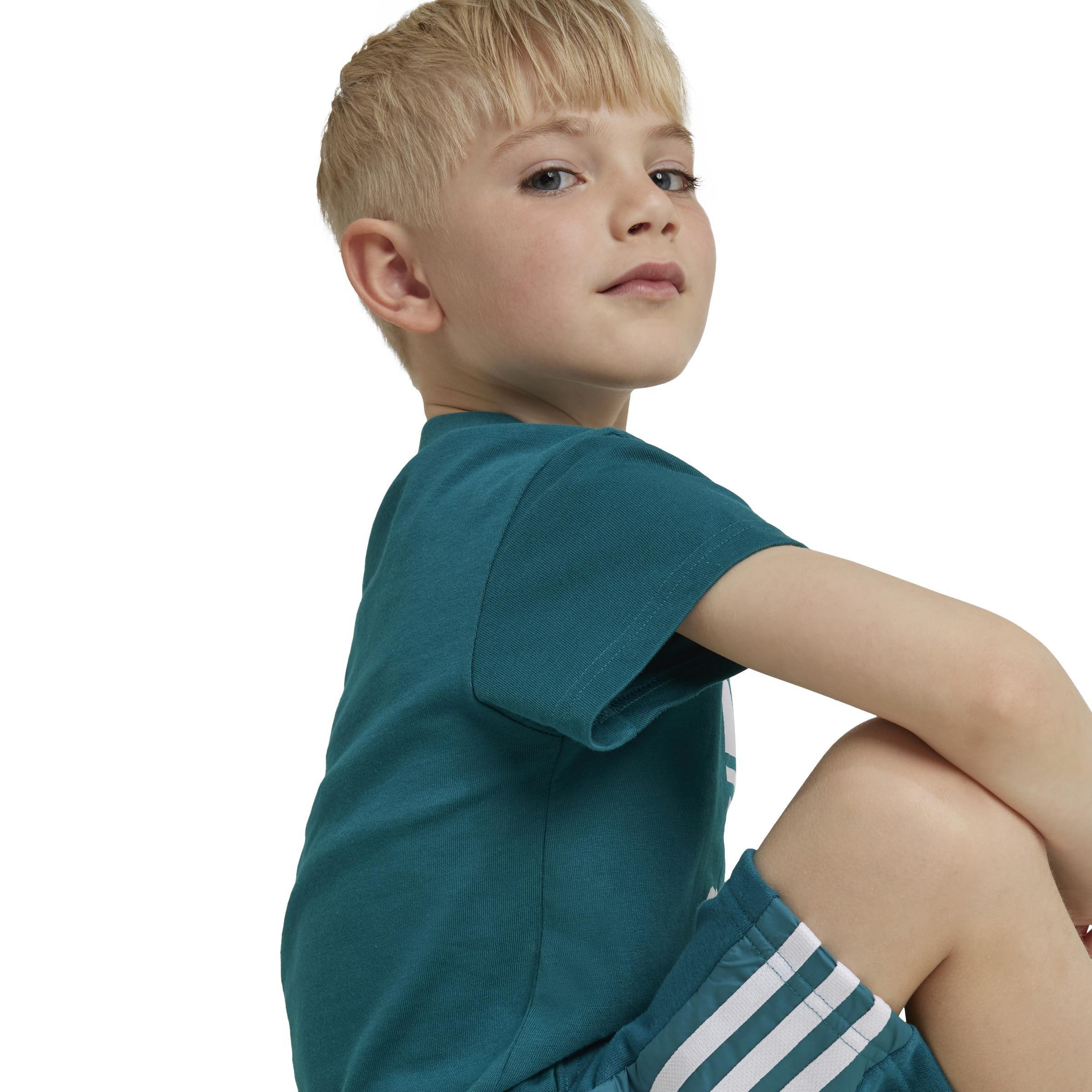 Unisex Kids Adicolor Trefoil T-Shirt, Turquoise, A901_ONE, large image number 3