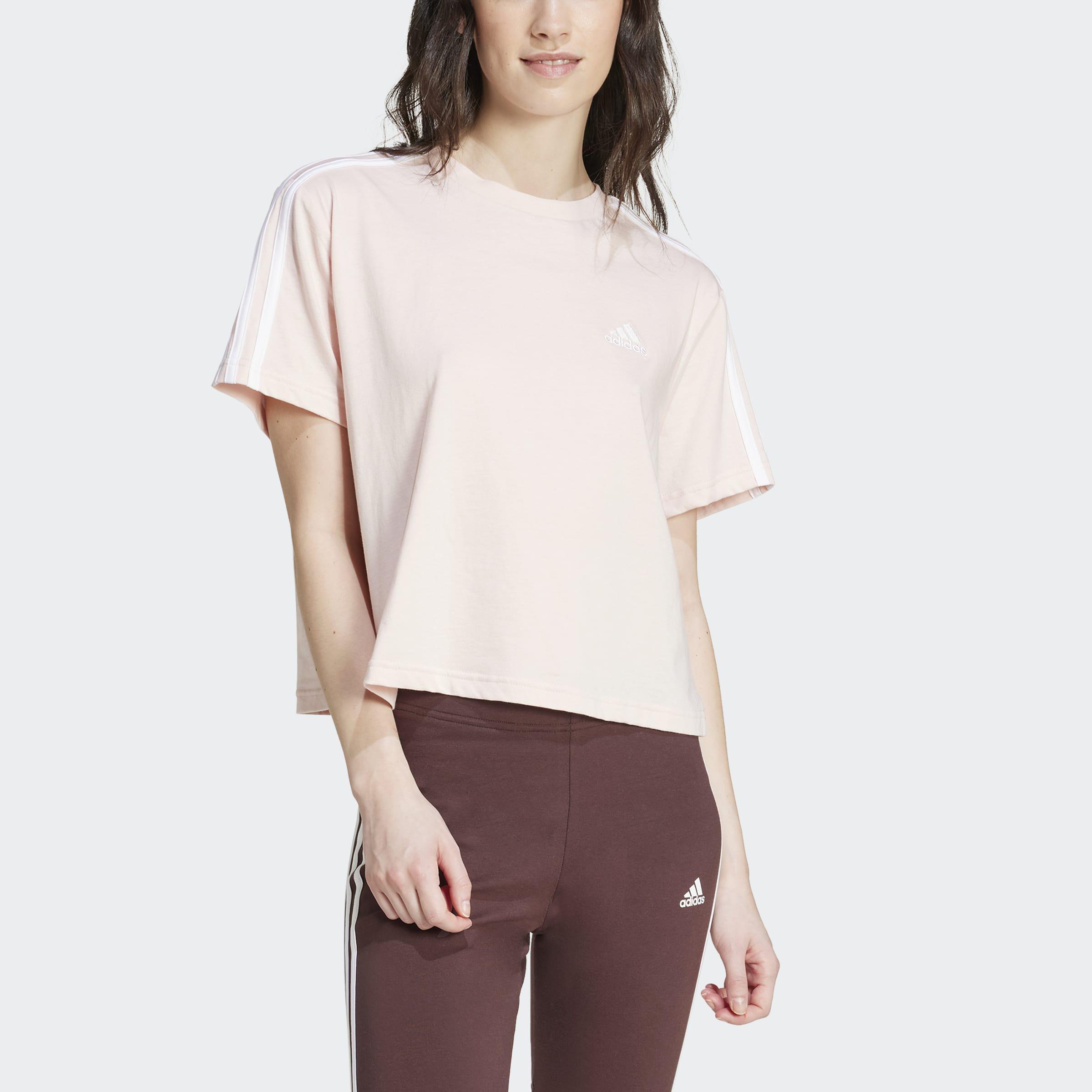 Essentials 3-Stripes Single Jersey Crop Top, Pink, A901_ONE, large image number 1