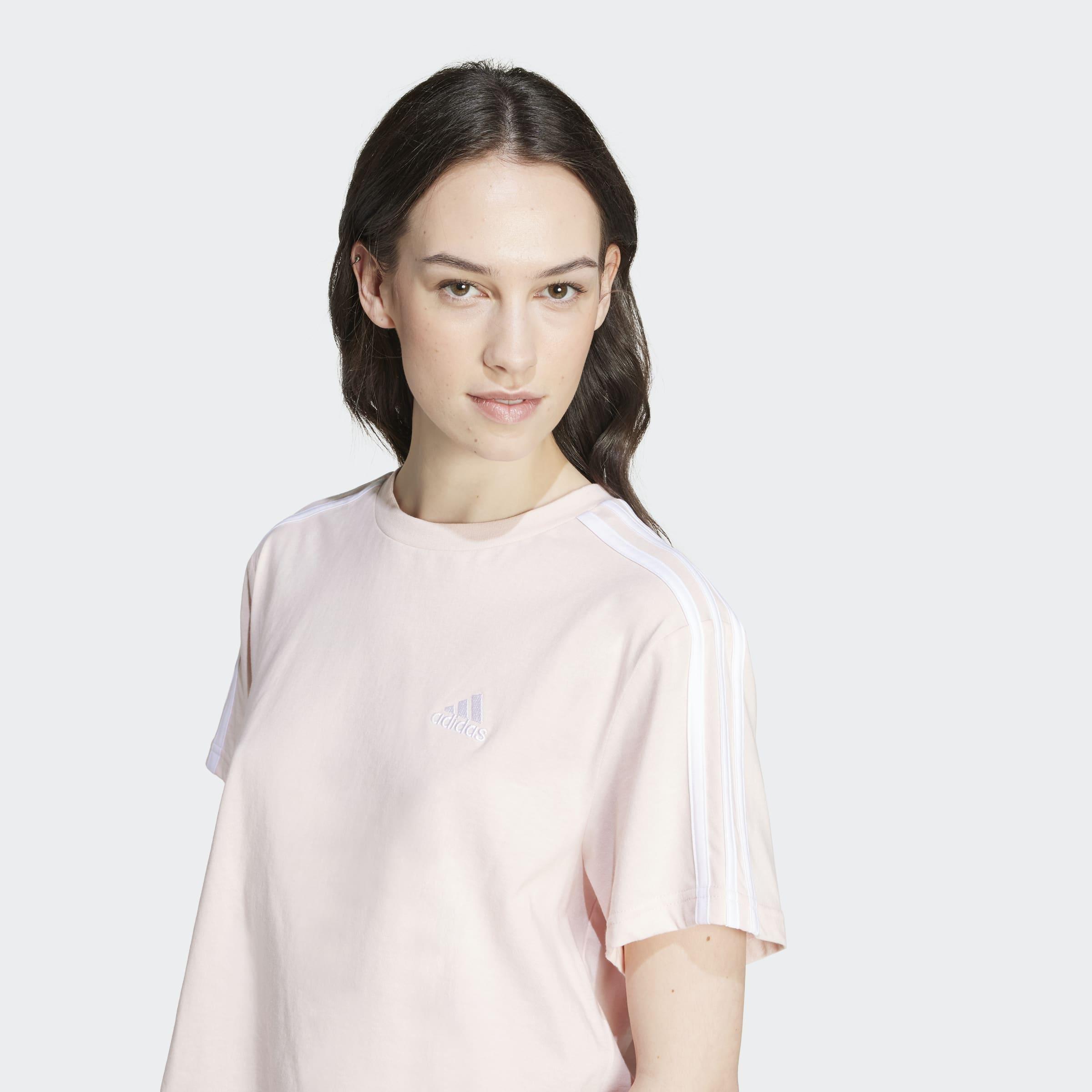 Essentials 3-Stripes Single Jersey Crop Top, Pink, A901_ONE, large image number 3