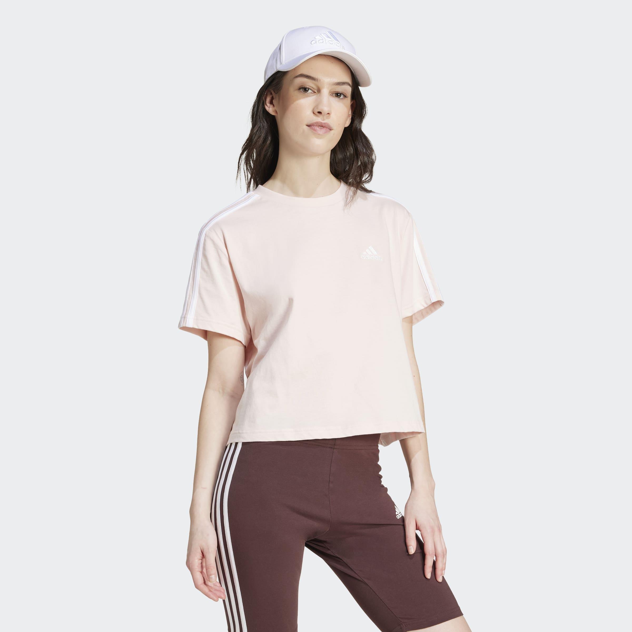 Essentials 3-Stripes Single Jersey Crop Top, Pink, A901_ONE, large image number 5