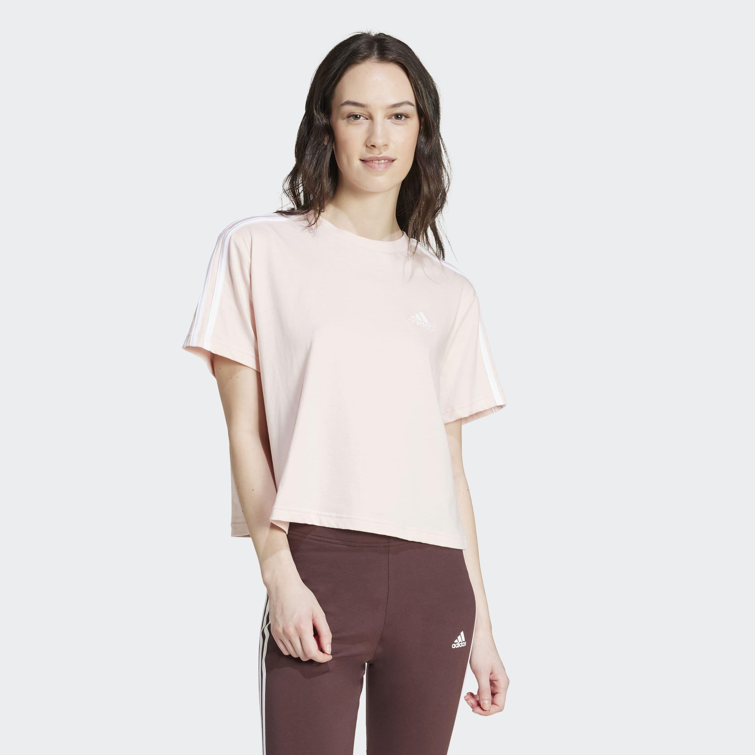Essentials 3-Stripes Single Jersey Crop Top, Pink, A901_ONE, large image number 6