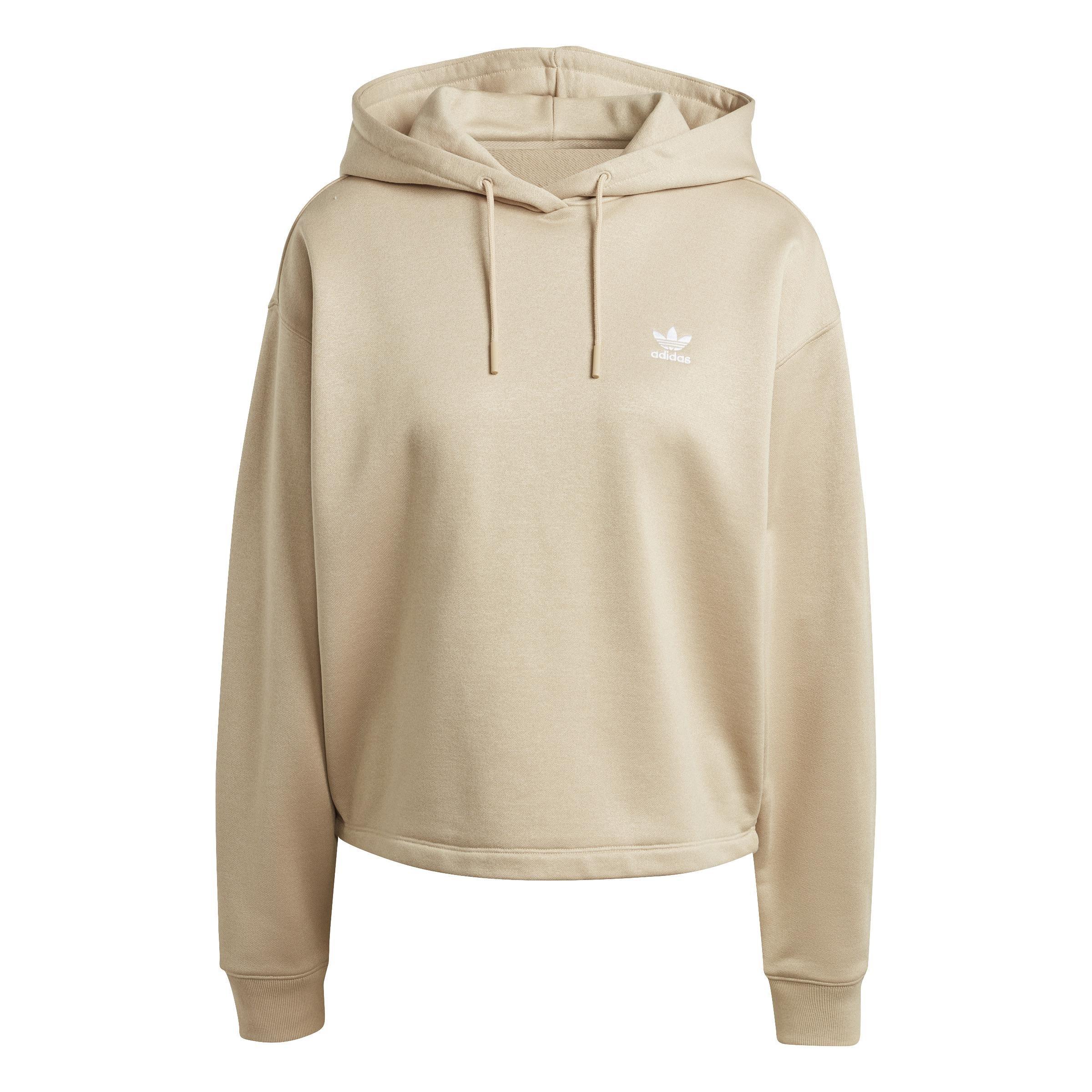 Trefoil Cropped Hoodie, Beige, A901_ONE, large image number 1