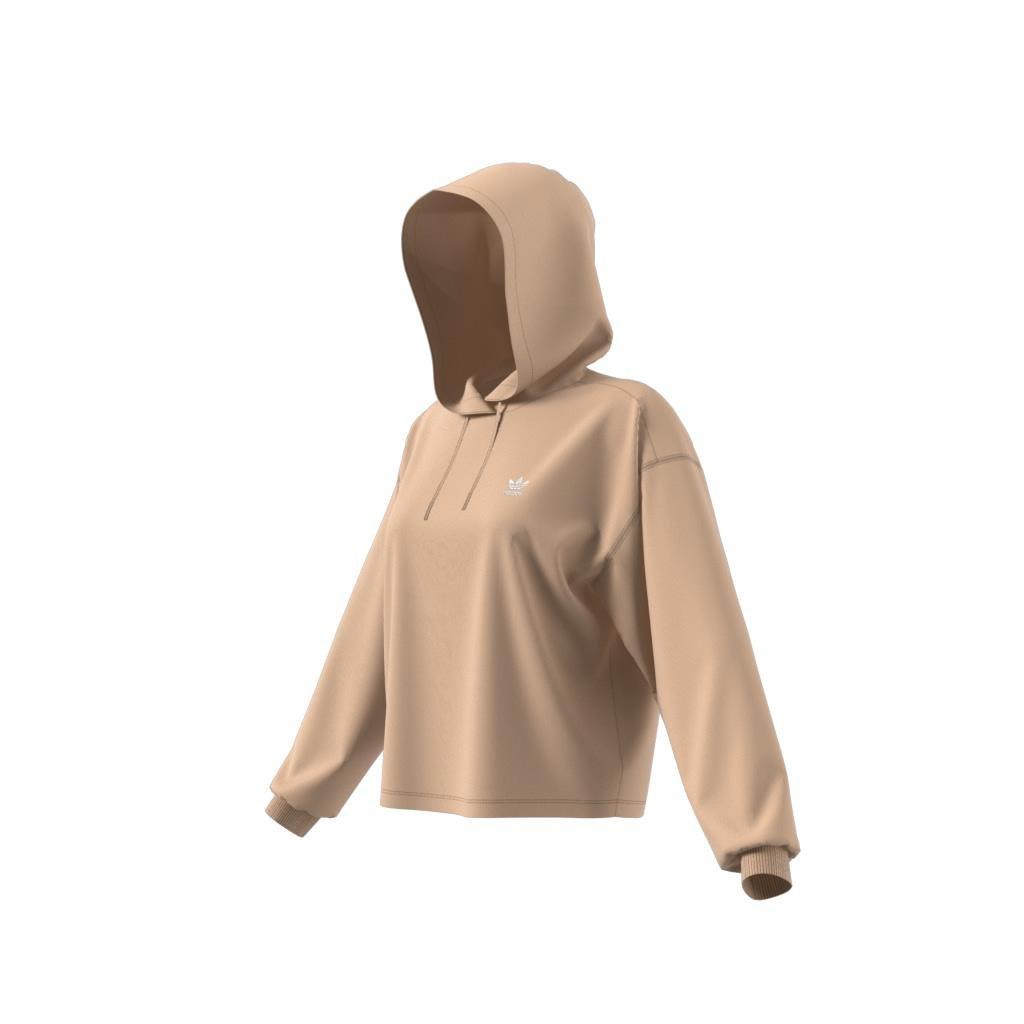 Trefoil Cropped Hoodie, Beige, A901_ONE, large image number 6