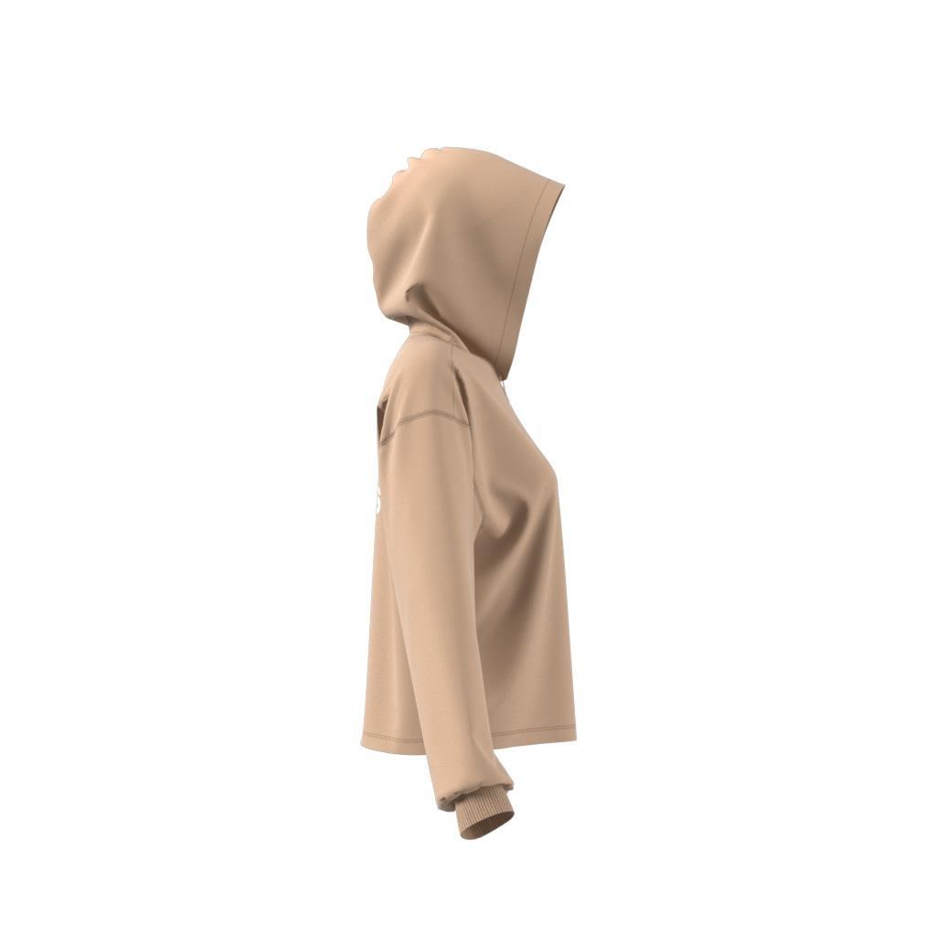 Trefoil Cropped Hoodie, Beige, A901_ONE, large image number 8