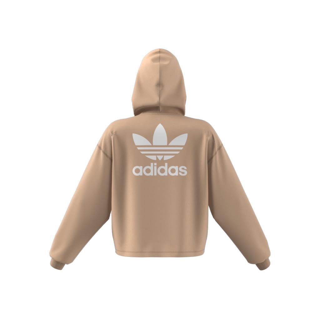 Trefoil Cropped Hoodie, Beige, A901_ONE, large image number 9