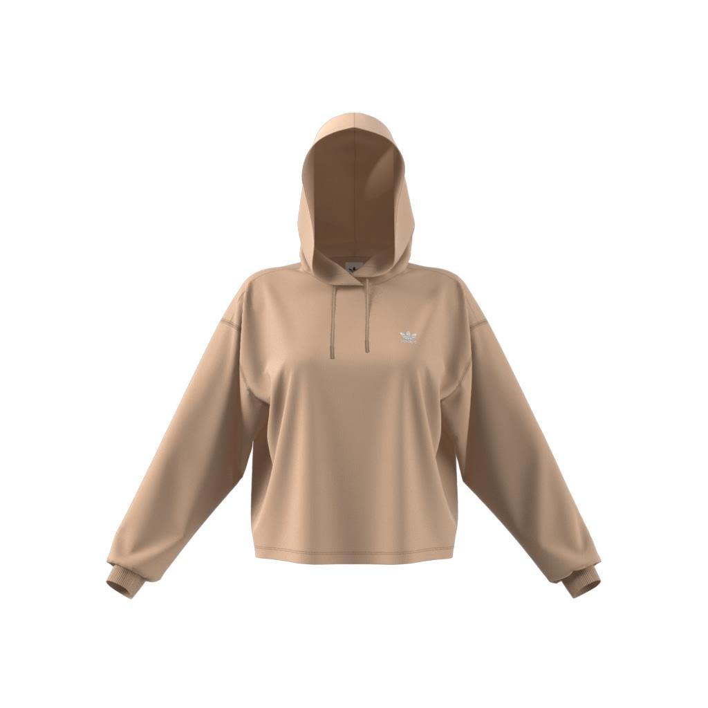 Trefoil Cropped Hoodie, Beige, A901_ONE, large image number 10