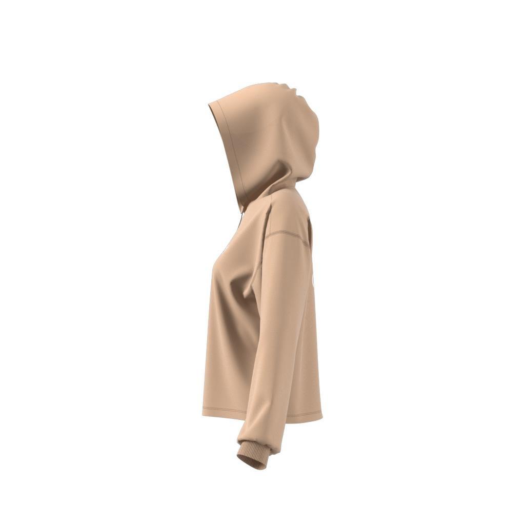 Trefoil Cropped Hoodie, Beige, A901_ONE, large image number 12