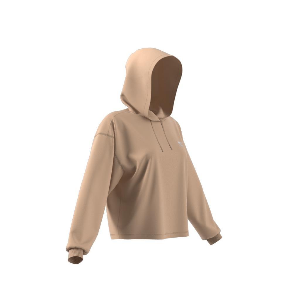 Trefoil Cropped Hoodie, Beige, A901_ONE, large image number 14
