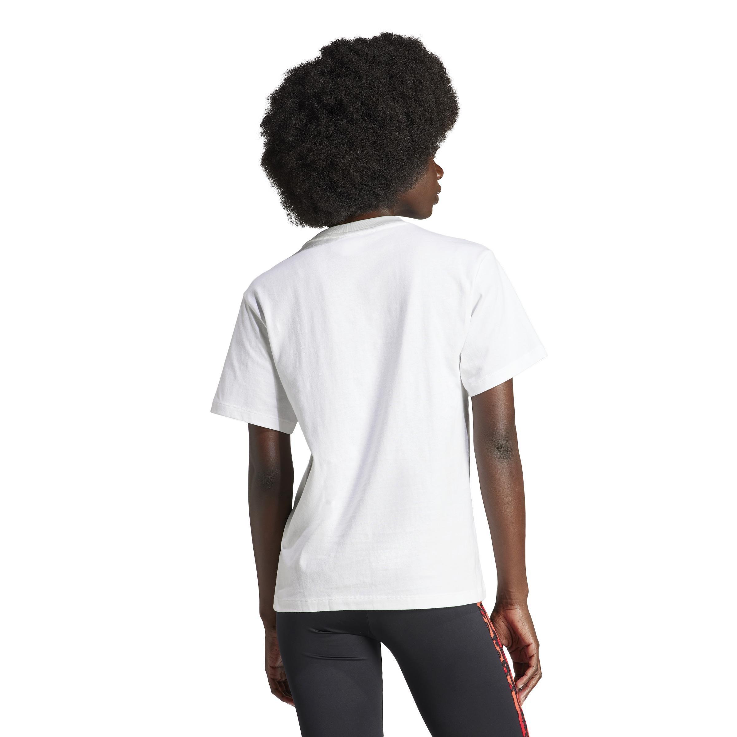 Adidas Originals Leopard Luxe Trefoil T-shirt, White, A901_ONE, large image number 3