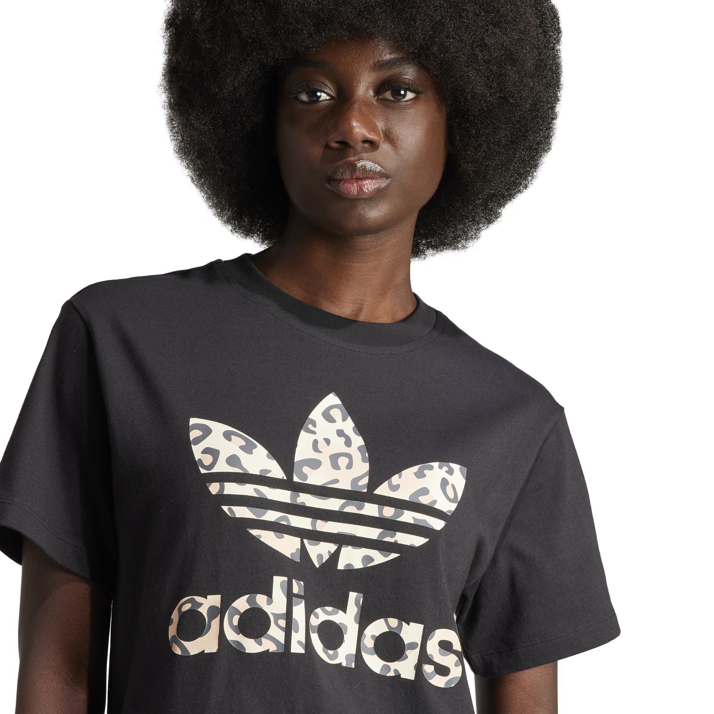 Adidas Originals Leopard Luxe Trefoil T-shirt, Black, A901_ONE, large image number 3