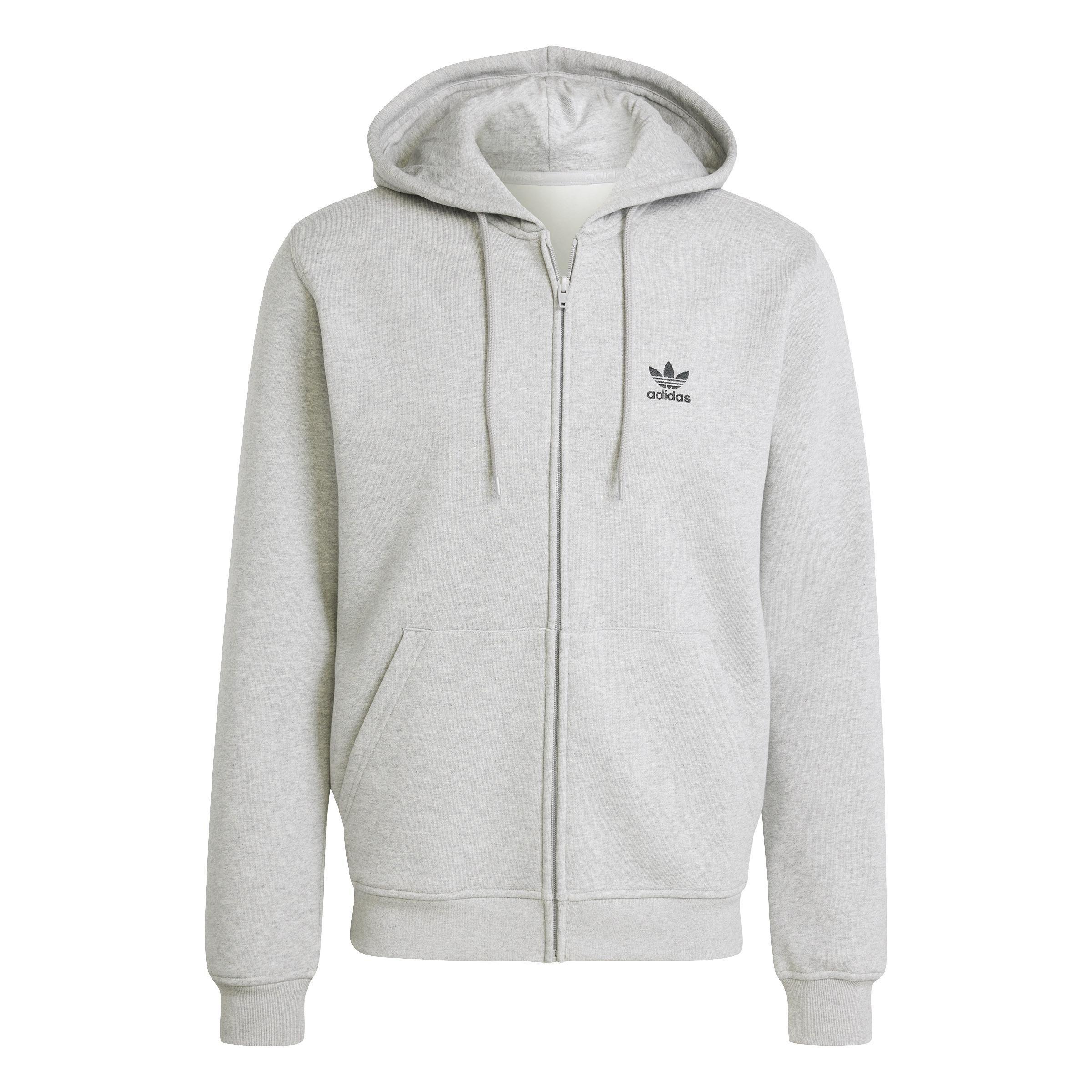 Trefoil Essentials Full-Zip Hoodie, Grey, A901_ONE, large image number 0