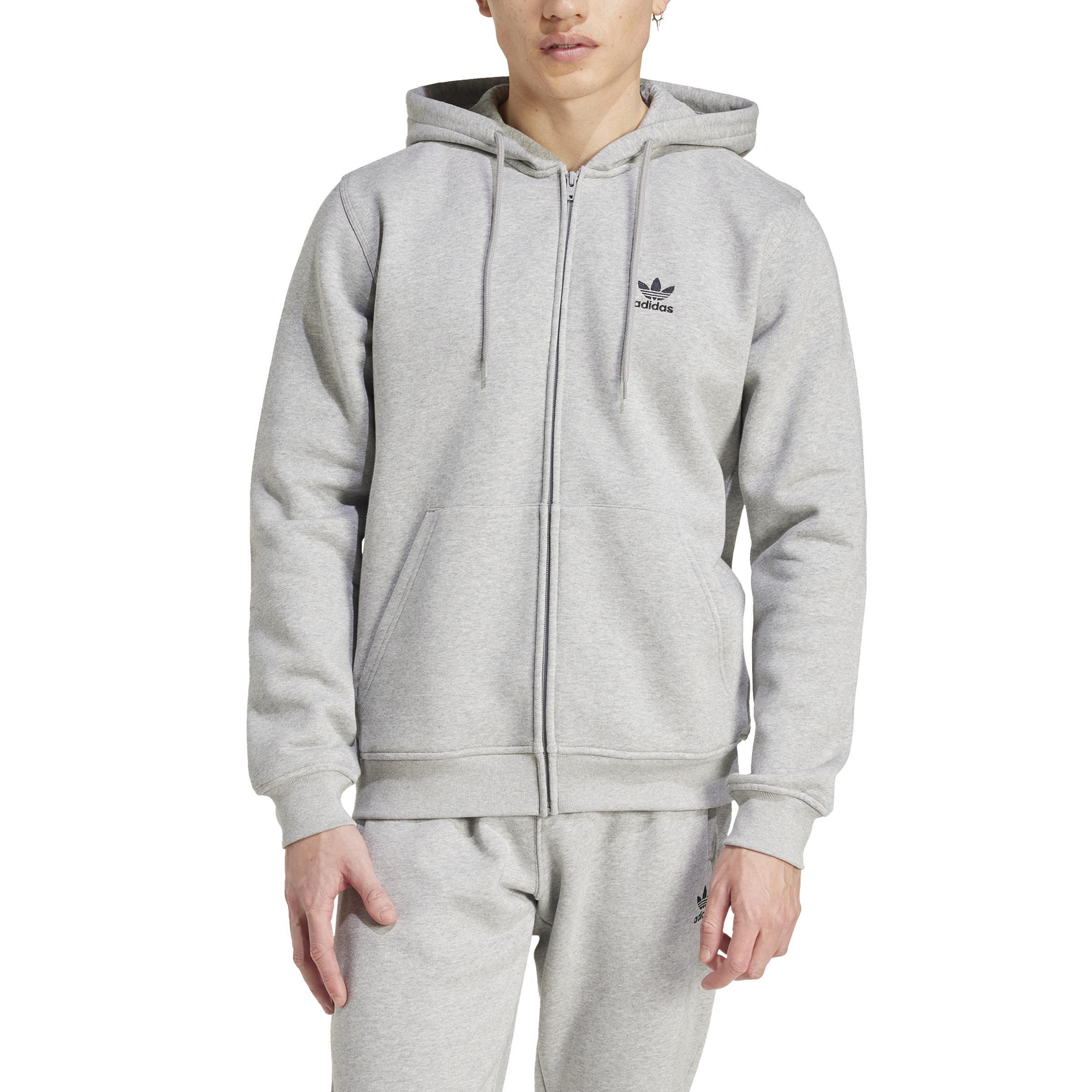 Trefoil Essentials Full-Zip Hoodie, Grey, A901_ONE, large image number 1
