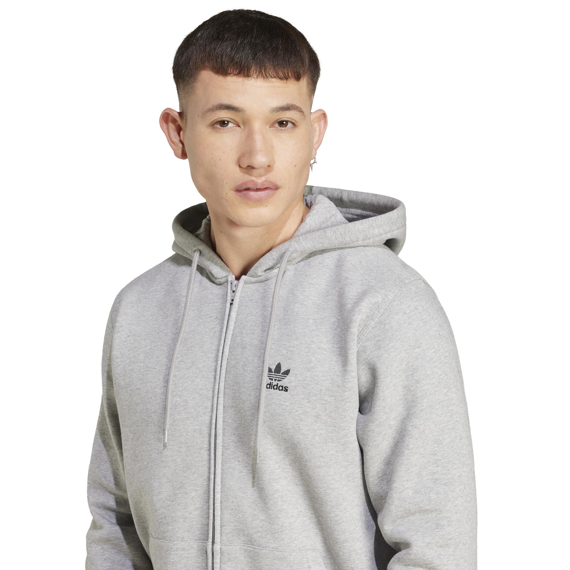 Trefoil Essentials Full-Zip Hoodie, Grey, A901_ONE, large image number 5