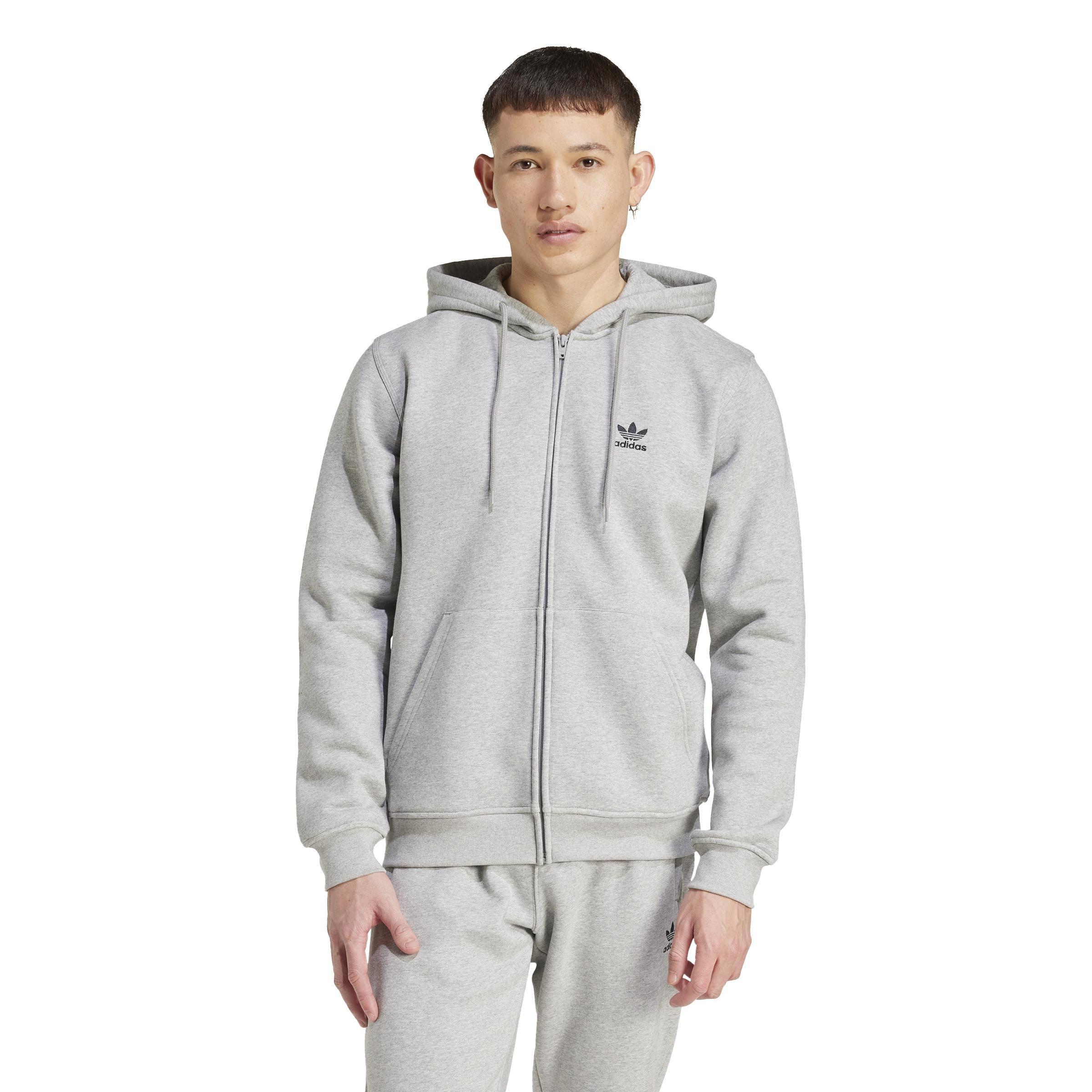 Trefoil Essentials Full-Zip Hoodie, Grey, A901_ONE, large image number 6